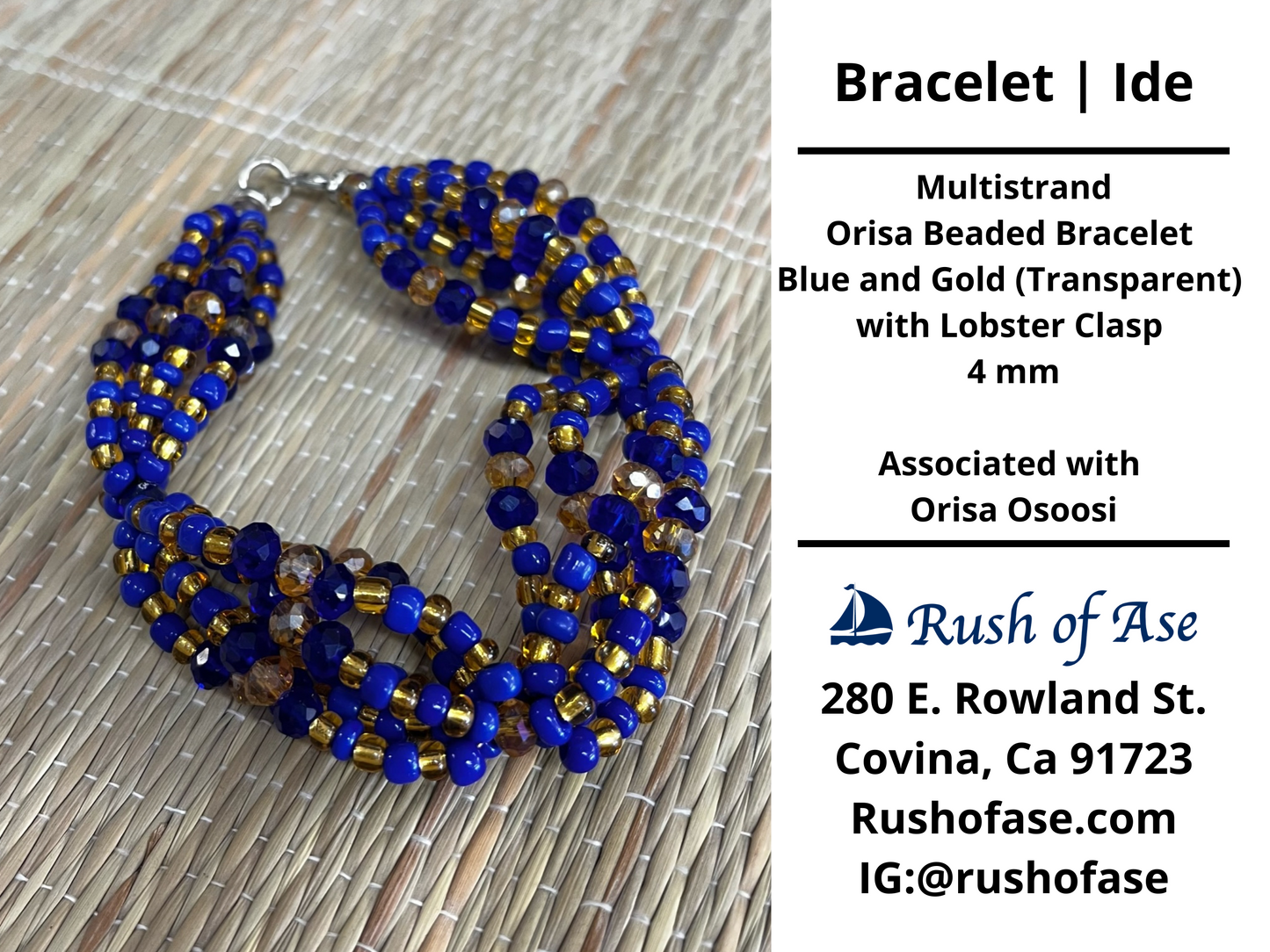 Bracelets | Orisa Multistrand Beaded Bracelet – Blue and Gold (Transparent) with Lobster Clasp – 4mm | Osoosi Bracelet - Style 4-1