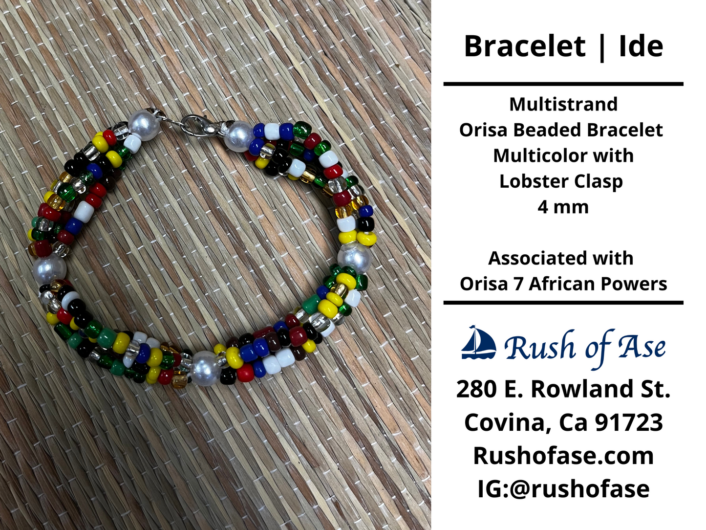 Bracelets | Orisa Multistrand Beaded Bracelet – Multicolor with Lobster Clasp – 4mm | Egungun - 7 African Powers Bracelet - Style 11-1