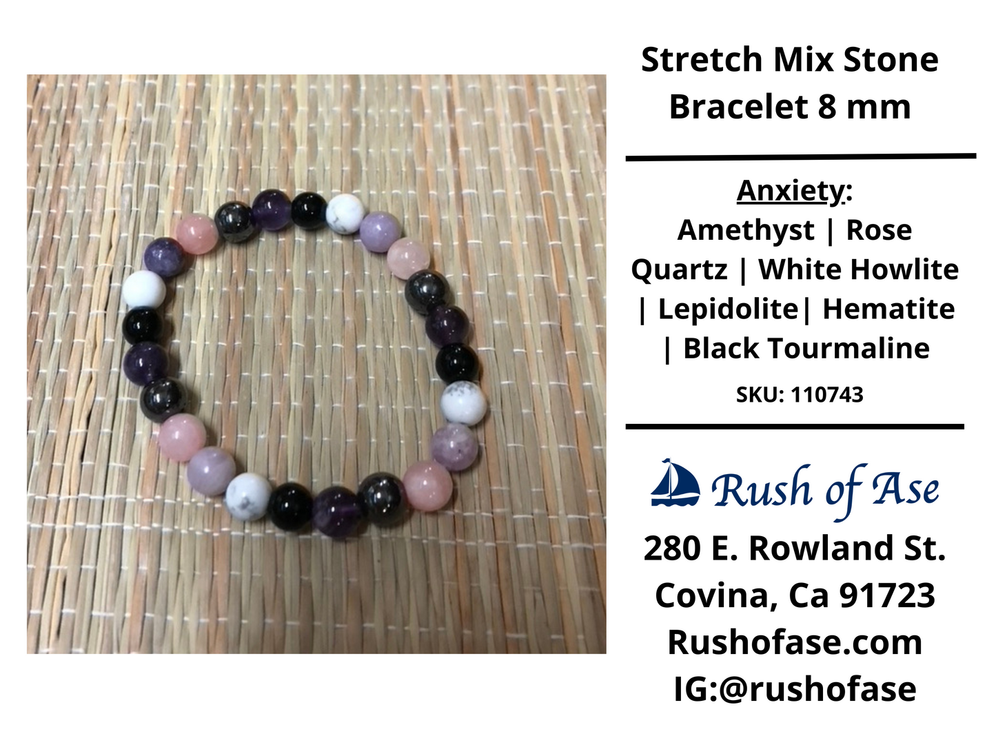 Stone Bracelet 8mm | Triple Protection Stone Bracelet