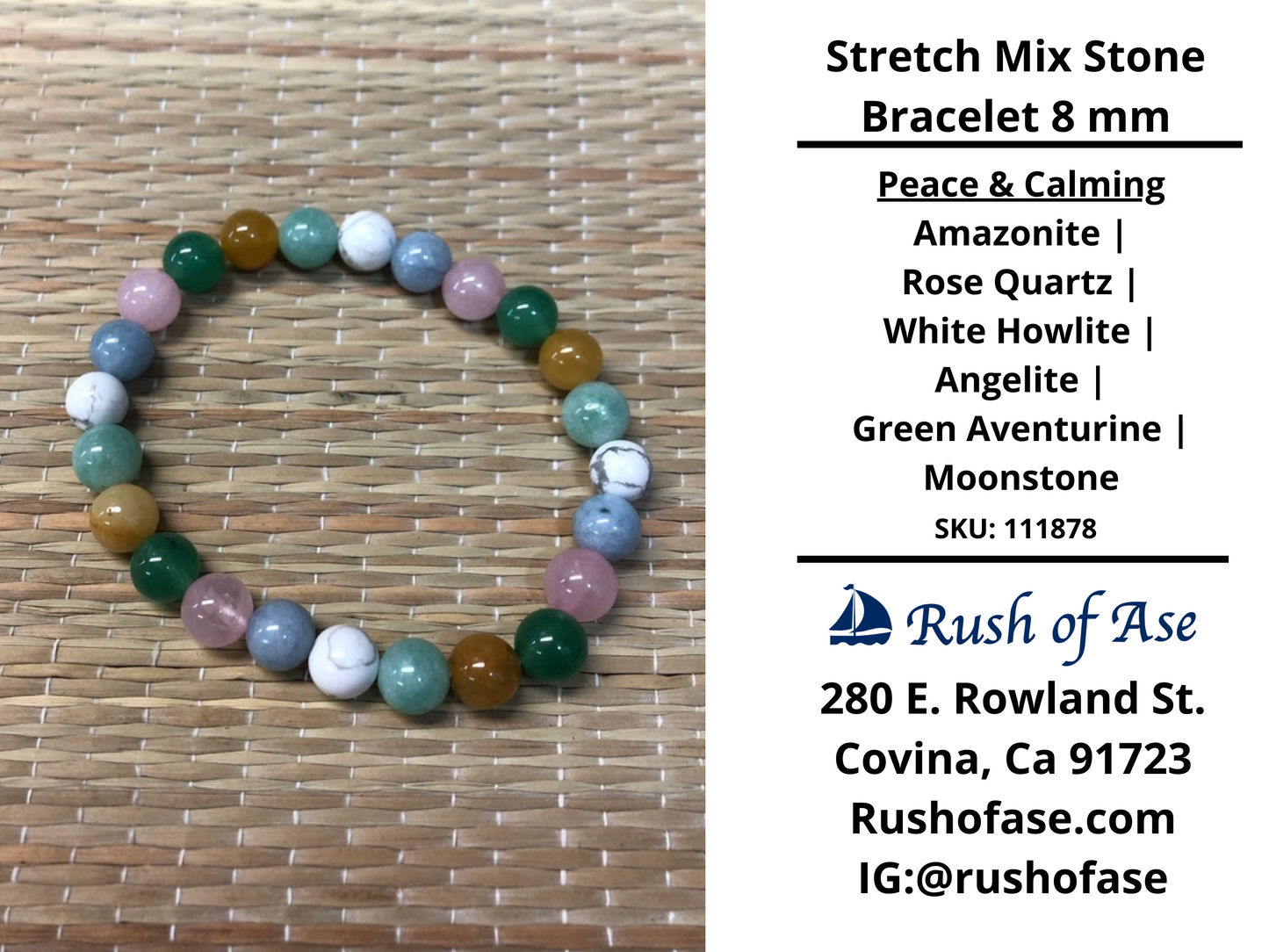 Stone Bracelet 8mm | Stretch Mix Stone Bracelet