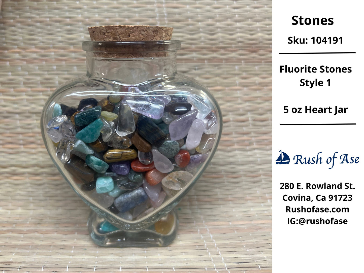 Stones | Stones in Heart Jar - 5 oz