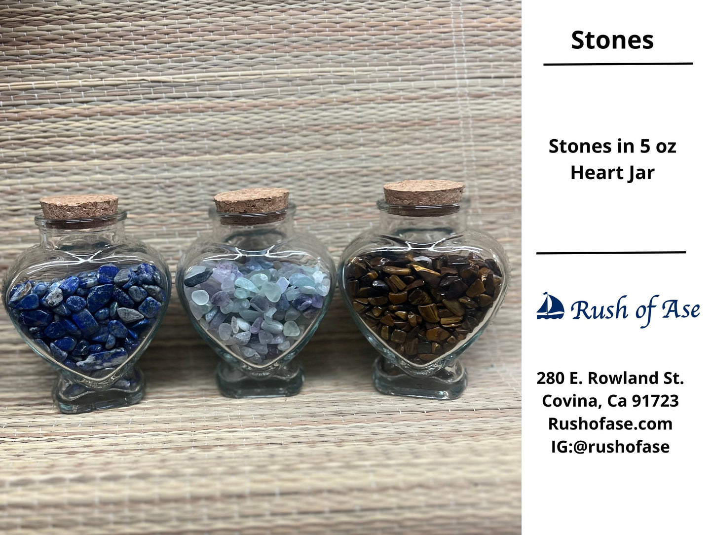 Stones | Stones in Heart Jar - 5 oz