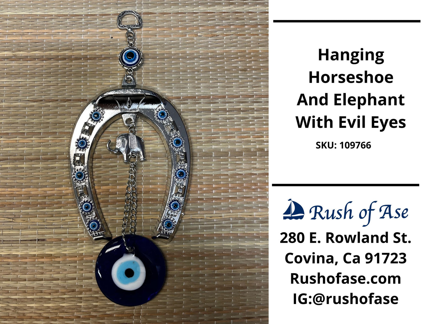 Decor | Hanging Horseshoe And Elephant With Evil Eyes