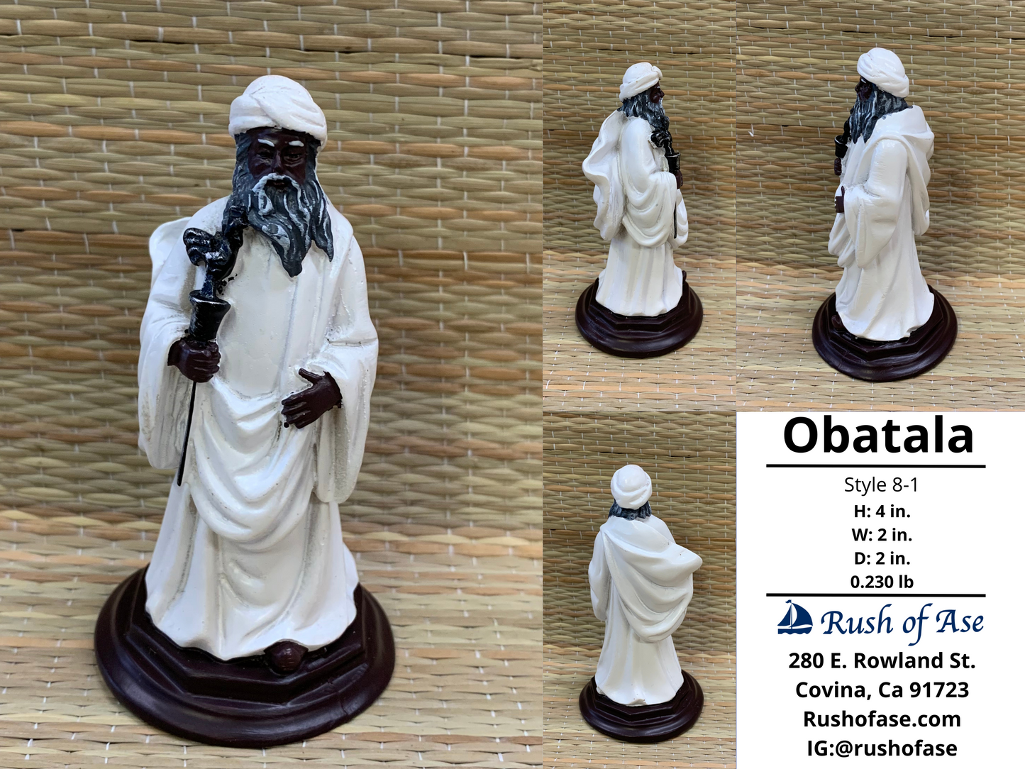 Orisa Statues | Obatala Resin Statue - 4" | Style 8-1