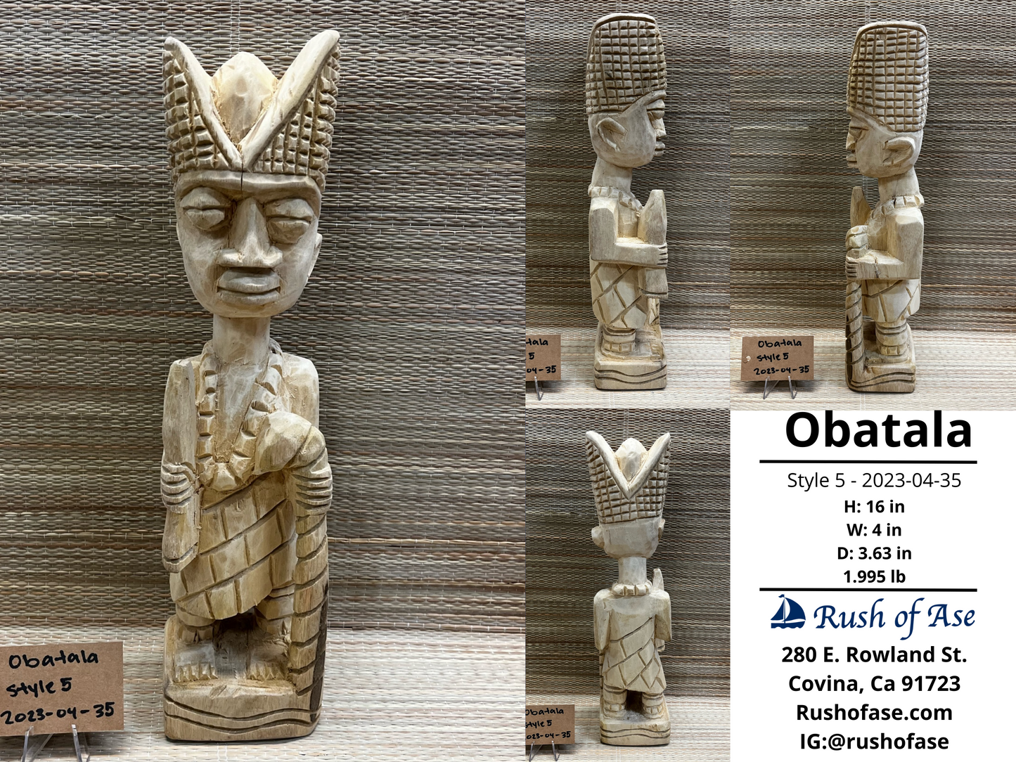 Orisa Statues | Obatala Wood Statue - Style 5