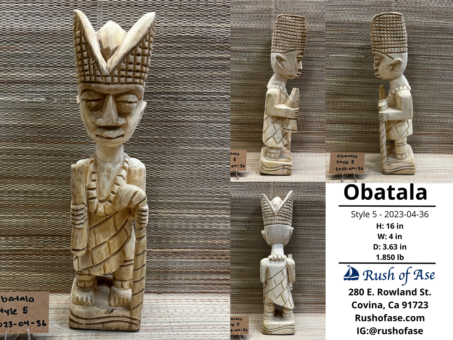Orisa Statues | Obatala Wood Statue - Style 5