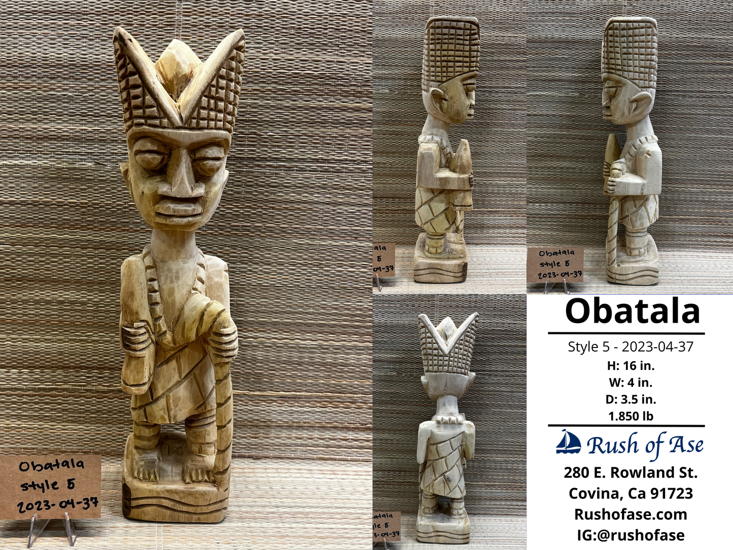 Orisa Statues | Obatala Wood Statue - Style 5