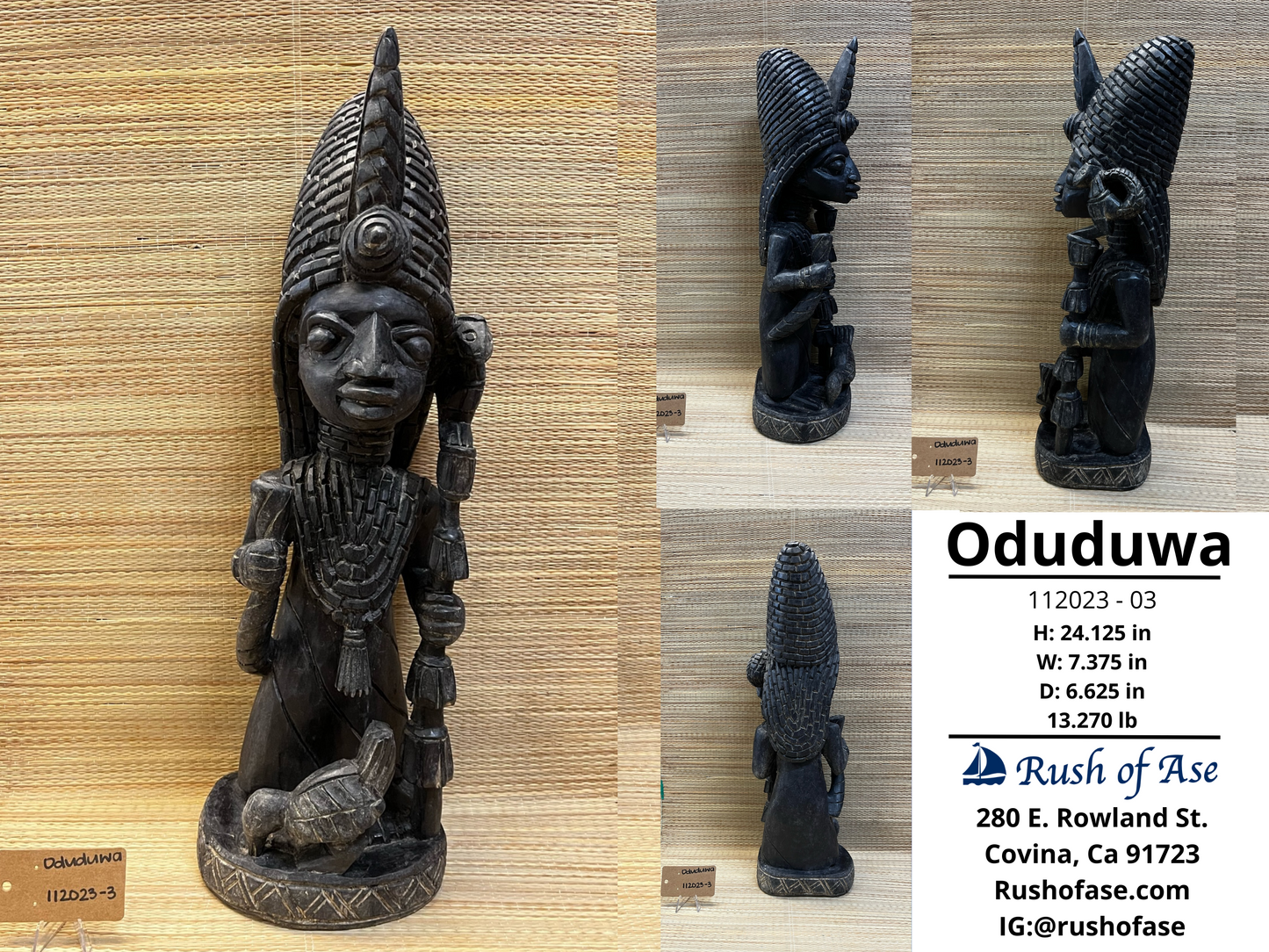 Orisa Statues | Wooden Statues | Oduduwa Wooden Black Statue