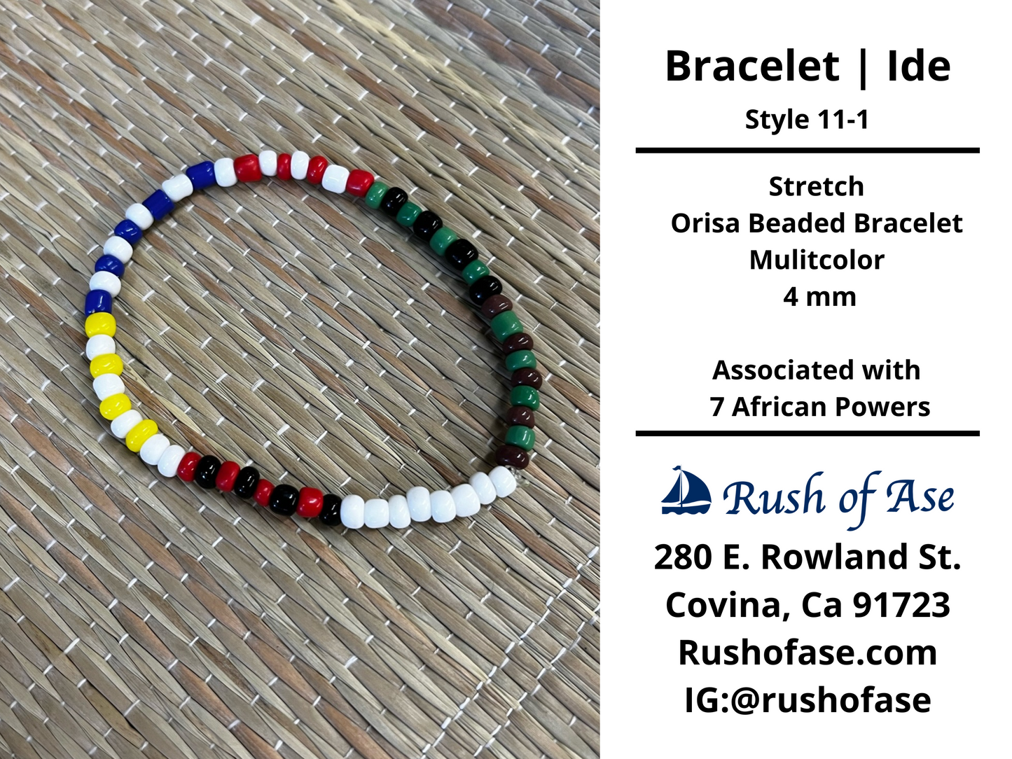 Bracelets | Ide | Stretch Orisa Beaded Bracelet – Multicolor – 4mm | 7 African Powers Bracelet - Style 11-1
