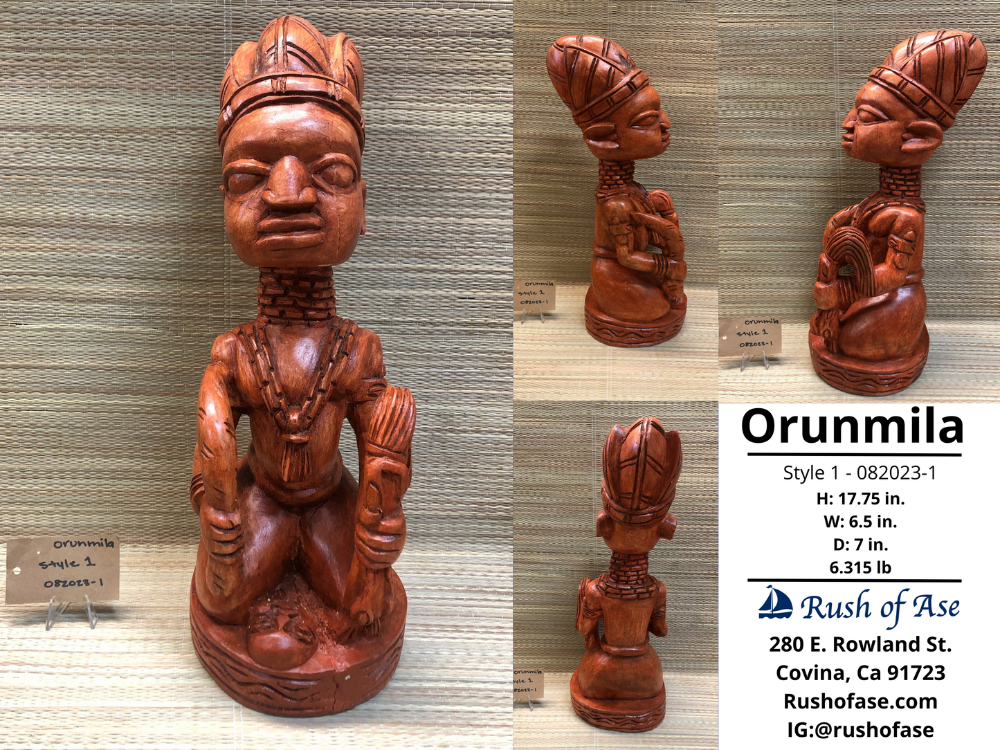 Orisa Statues | Orunmila Wood Statue - Style 1