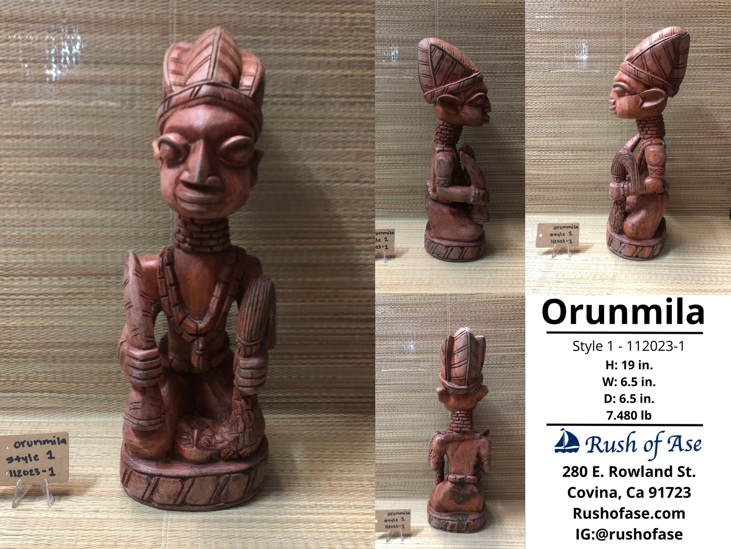 Orisa Statues | Orunmila Wood Statue - Style 1