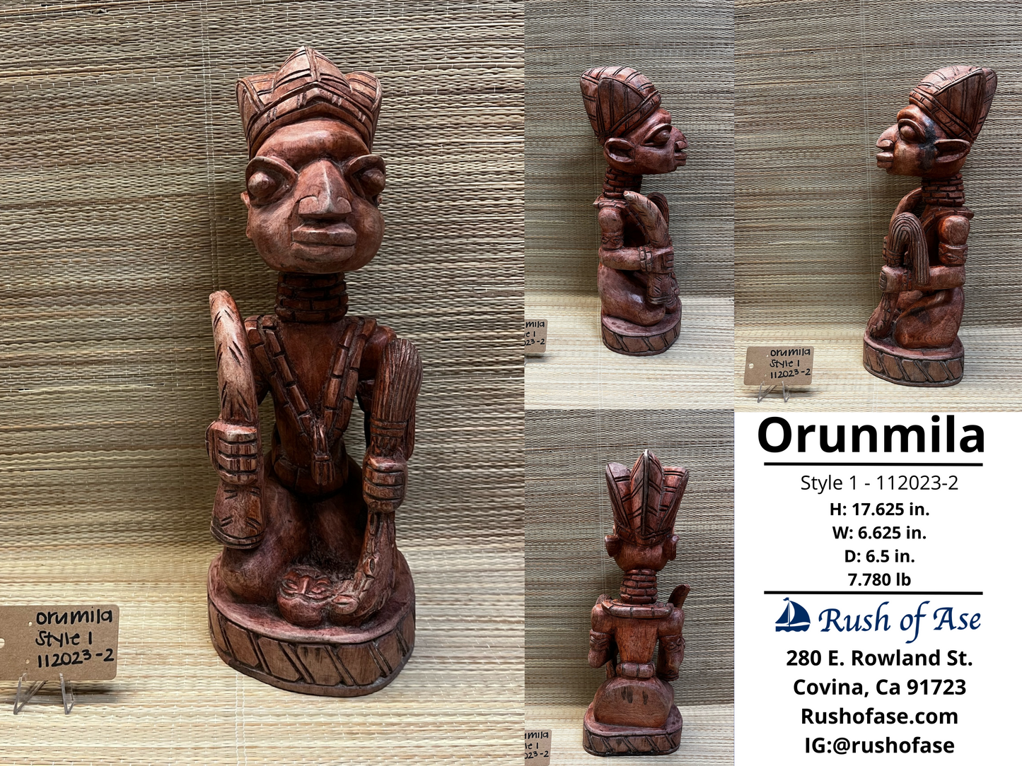 Orisa Statues | Orunmila Wood Statue - Style 1