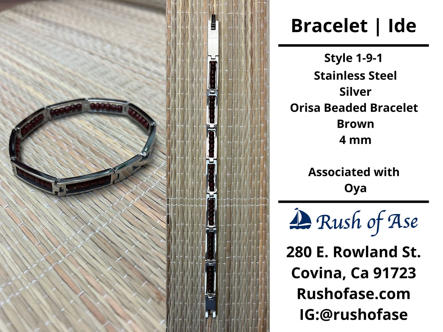Bracelets | Orisa Bracelets | Ide | Stainless Steel Metal Beaded Bracelets – Brown | Oya