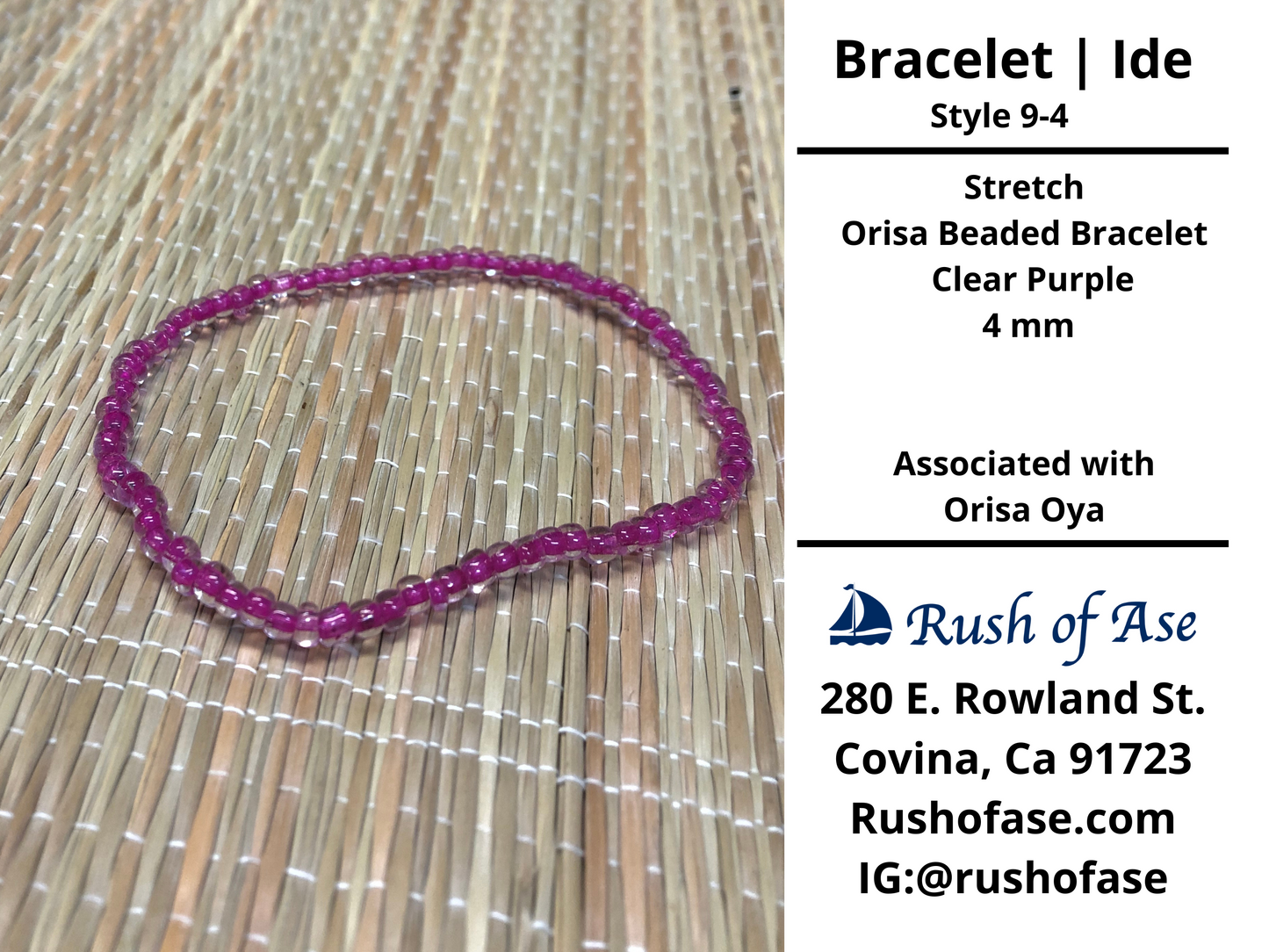 Bracelets | Ide | Stretch Orisa Beaded Bracelet – Clear Purple – 4mm | Bracelets | Ide | Stretch Orisa Beaded Bracelet – Brown – 4mm | Oya Bracelet - Style 9-4