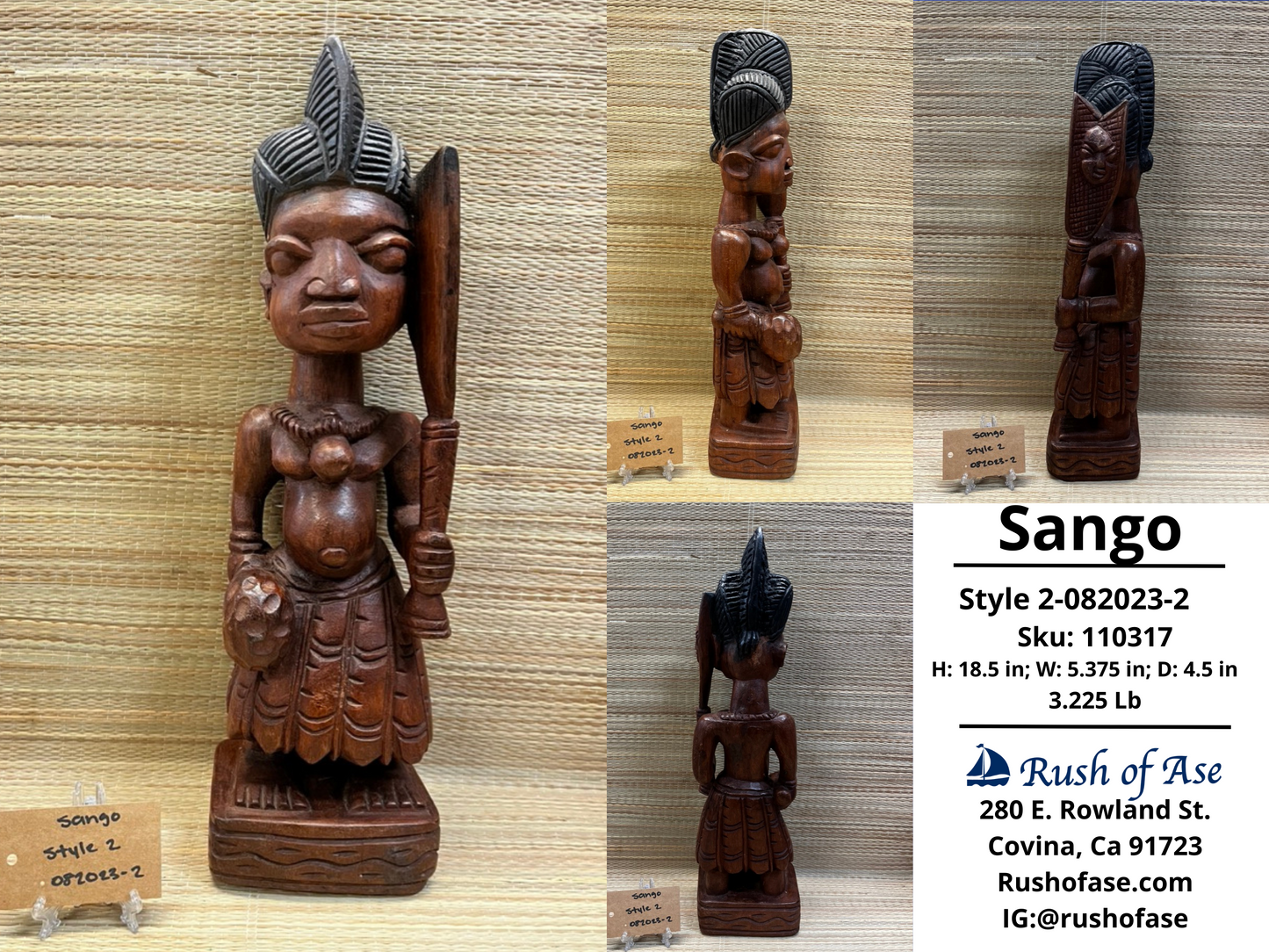 Orisa Statues | Sango Wood Statue - Style 2