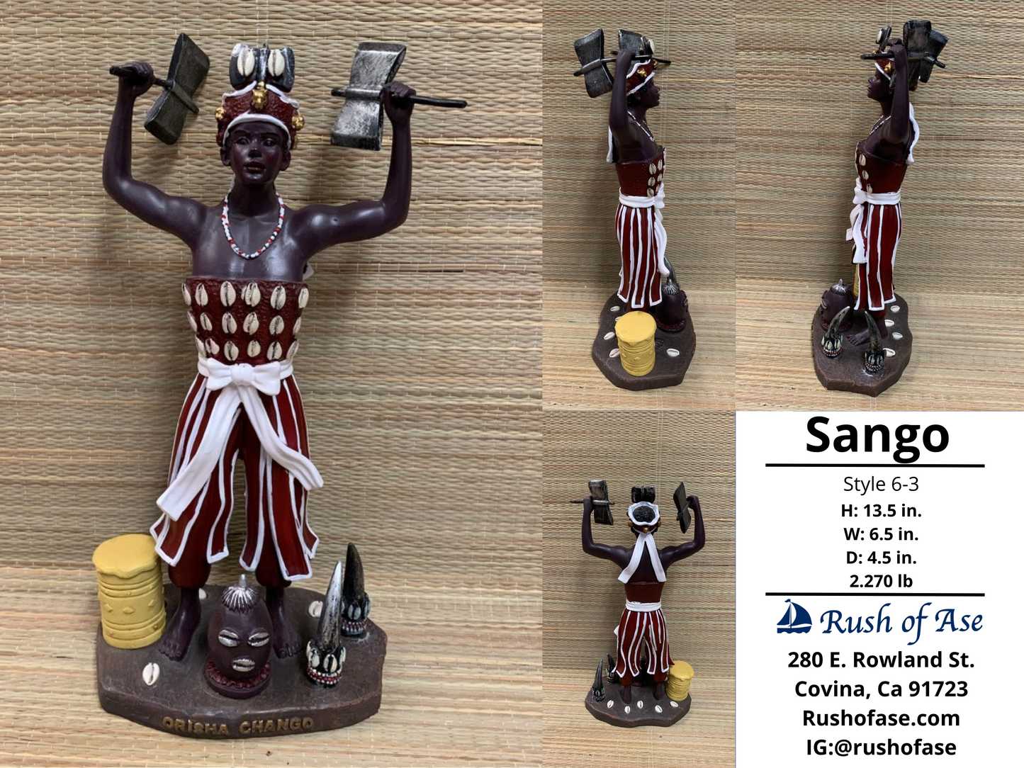 Orisa Statues | Sango Resin Statue -13" | Style 6-3