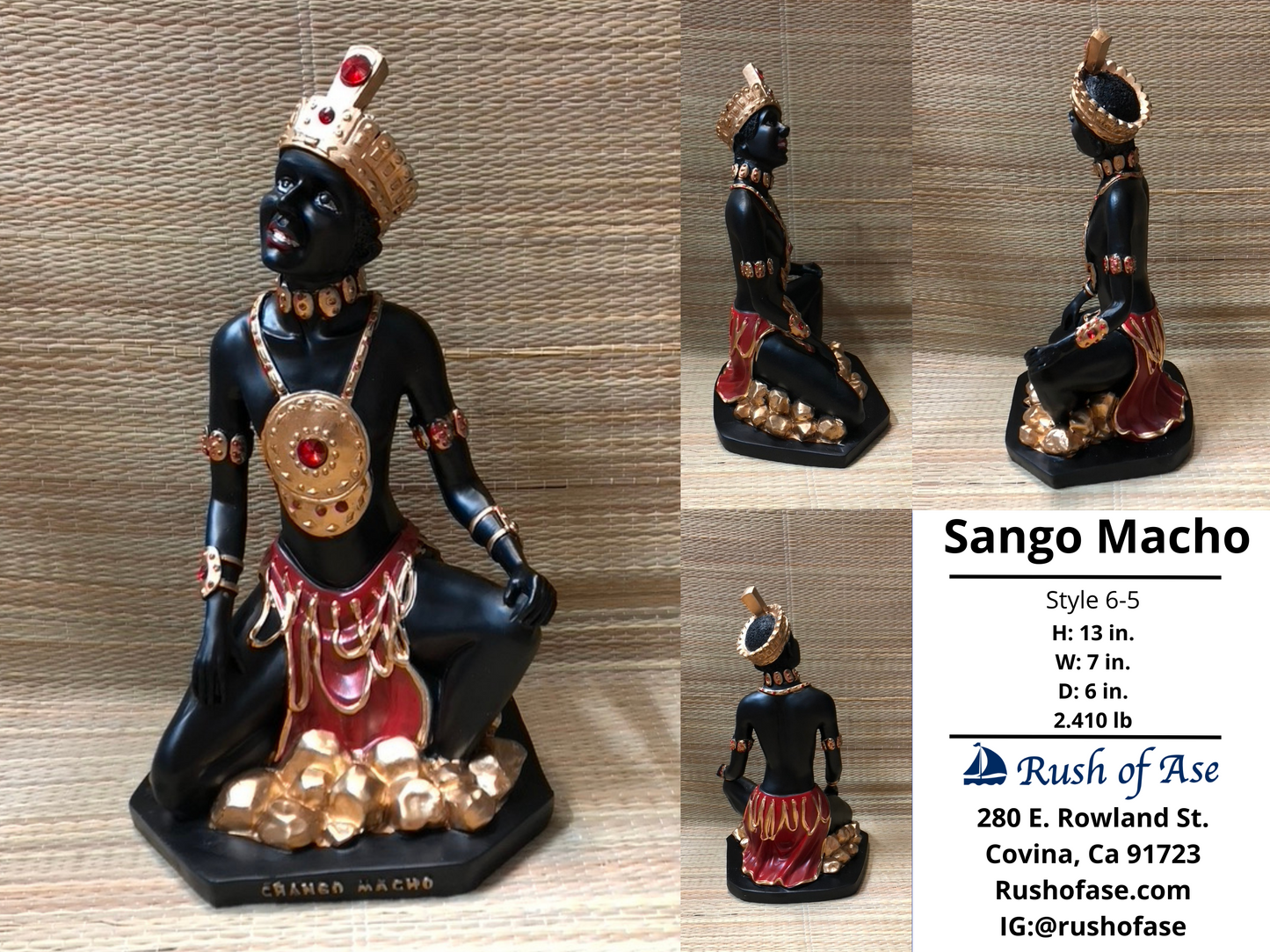 Orisa Statues | Sango Macho Resin Statue - 13" | Style 6-5