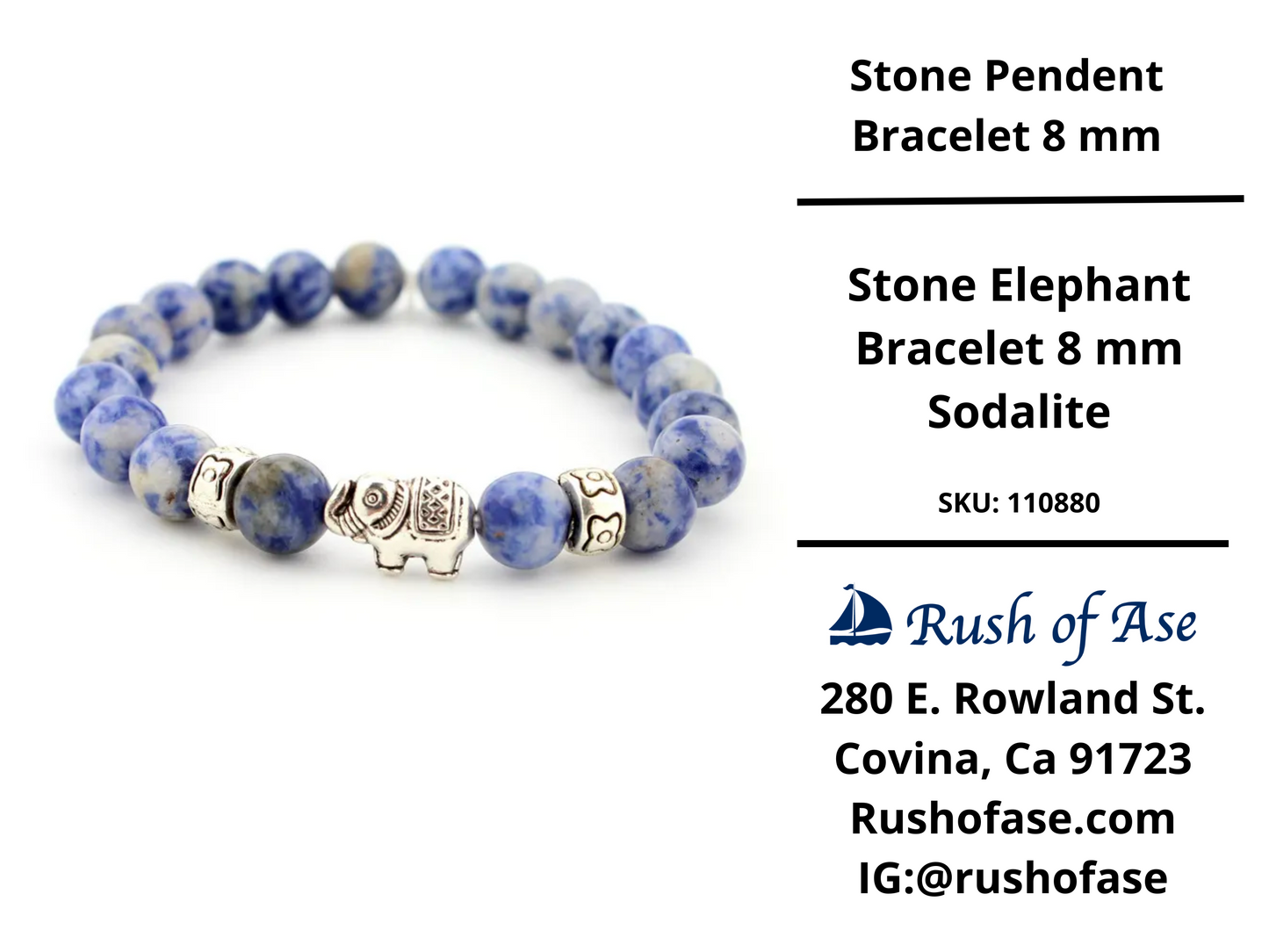 Stone Bracelet 8mm | Stone Pendants
