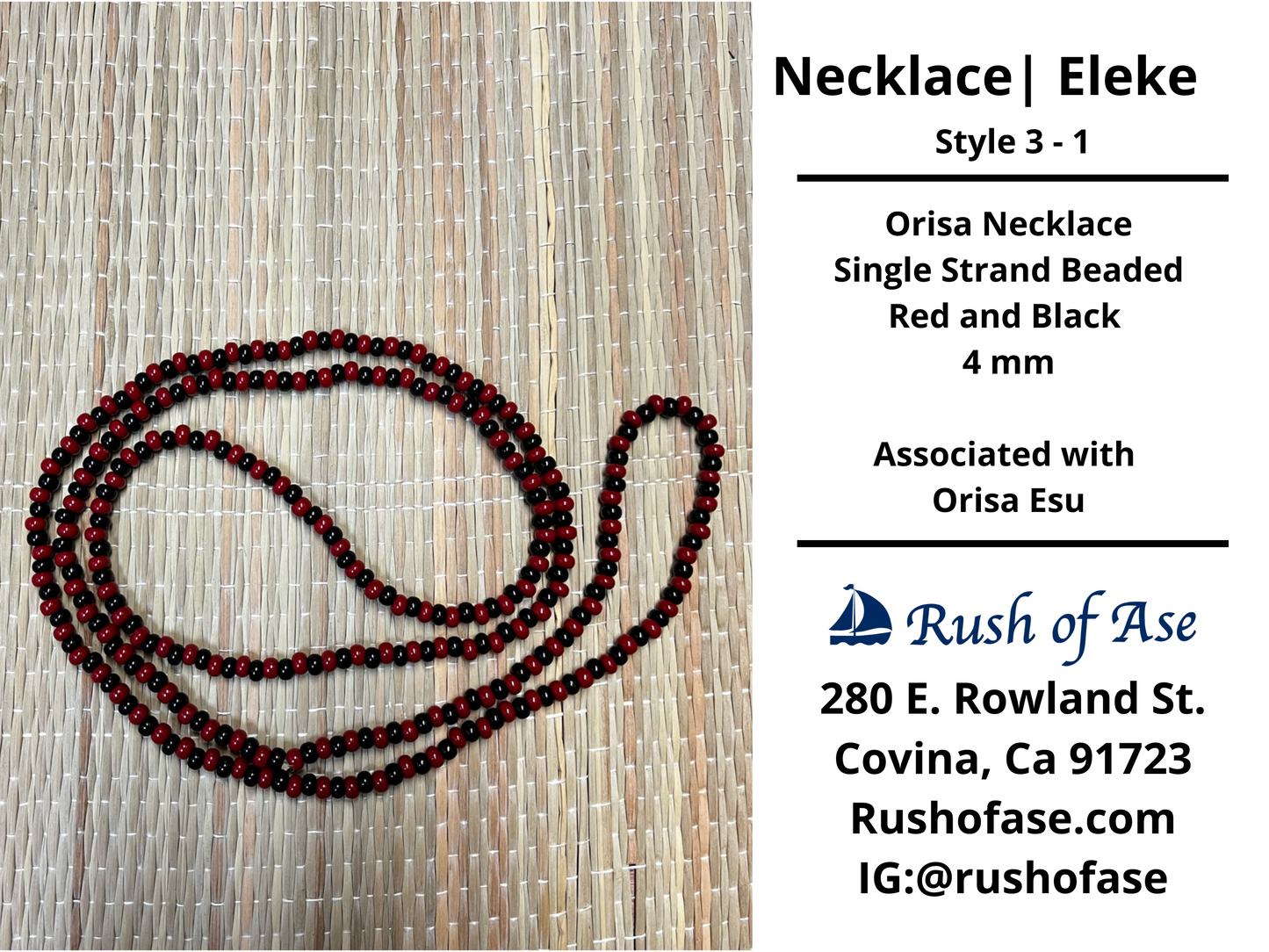 Necklaces | Eleke | Orisa Necklace - Single Strand Beaded Necklace - 4mm | Esu - Style 3-1