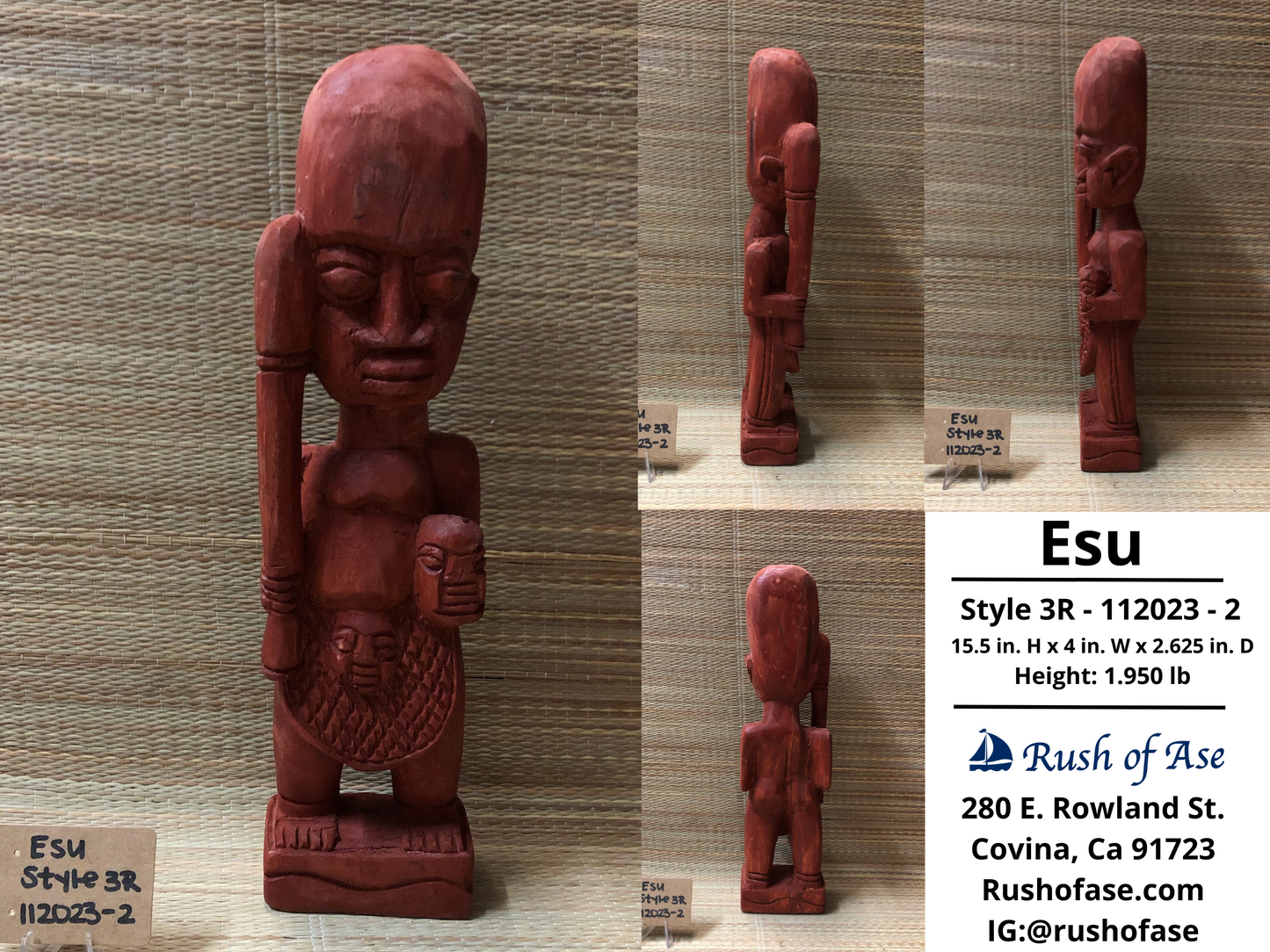 Orisa Statues | Esu Wood Statues - Style 3R