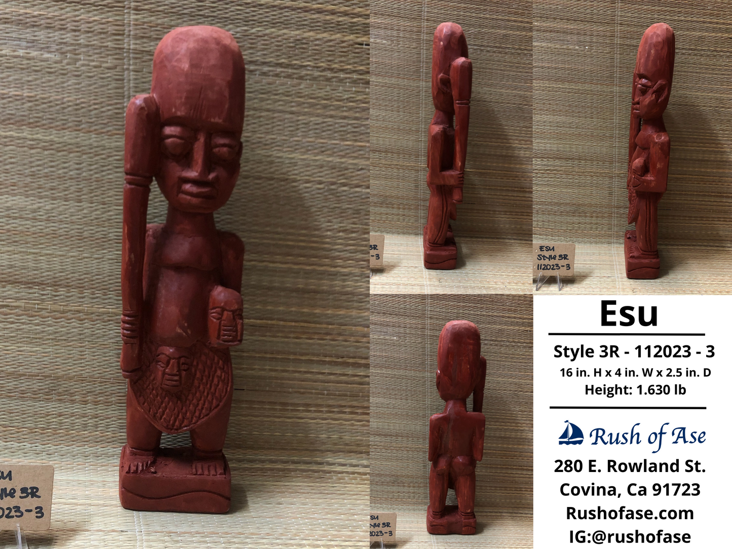 Orisa Statues | Esu Wood Statues - Style 3R