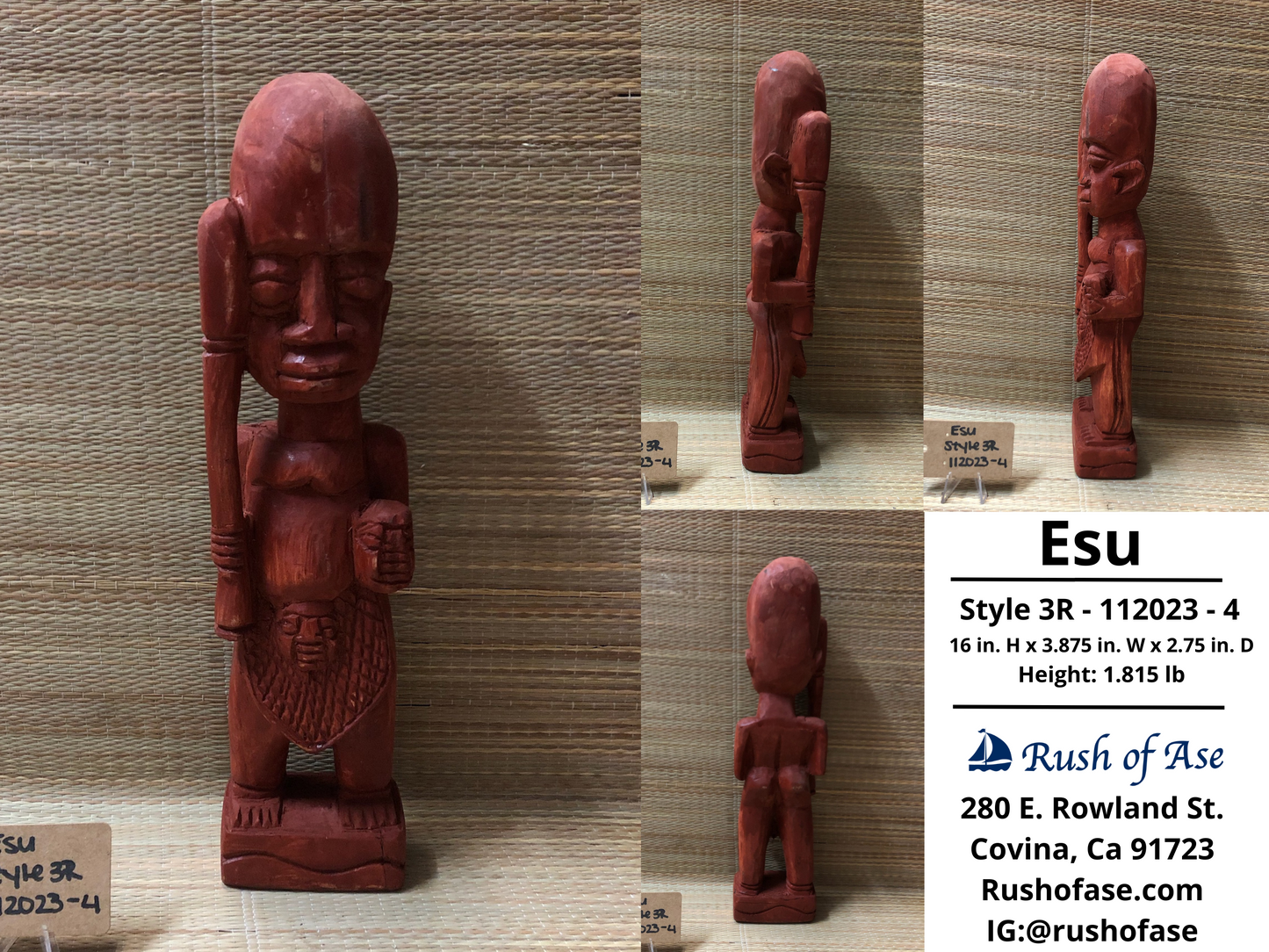 Orisa Statues | Esu Wood Statues - Style 3R