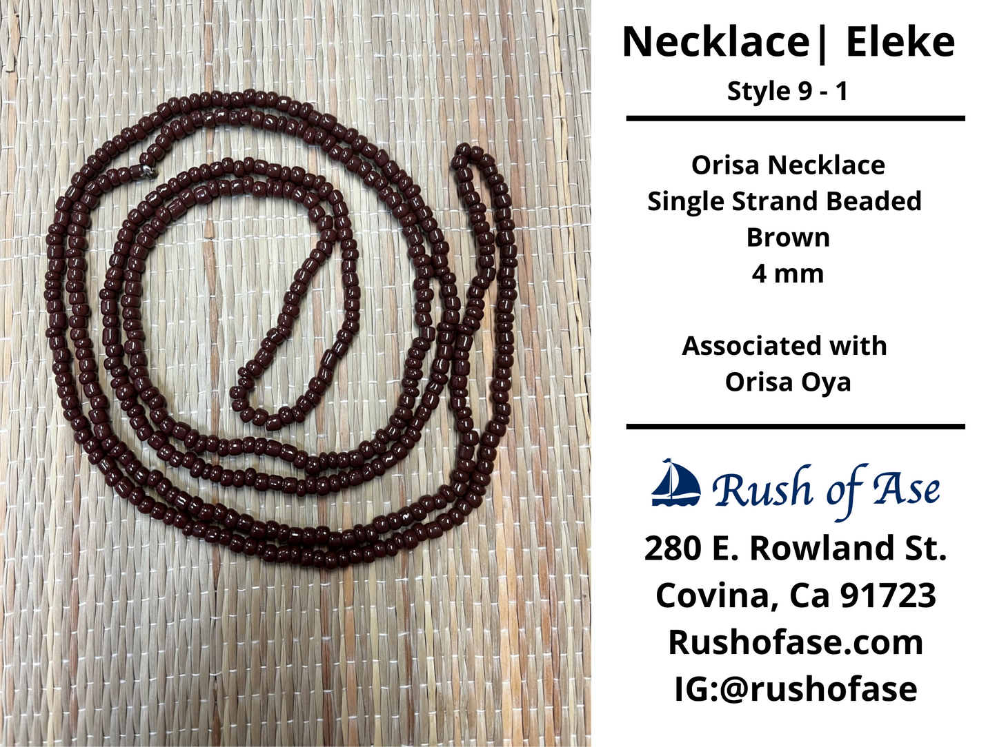 Necklaces | Eleke | Orisa Necklace - Single Strand Beaded Necklace - 4mm | Brown-Oya - Style 9-1