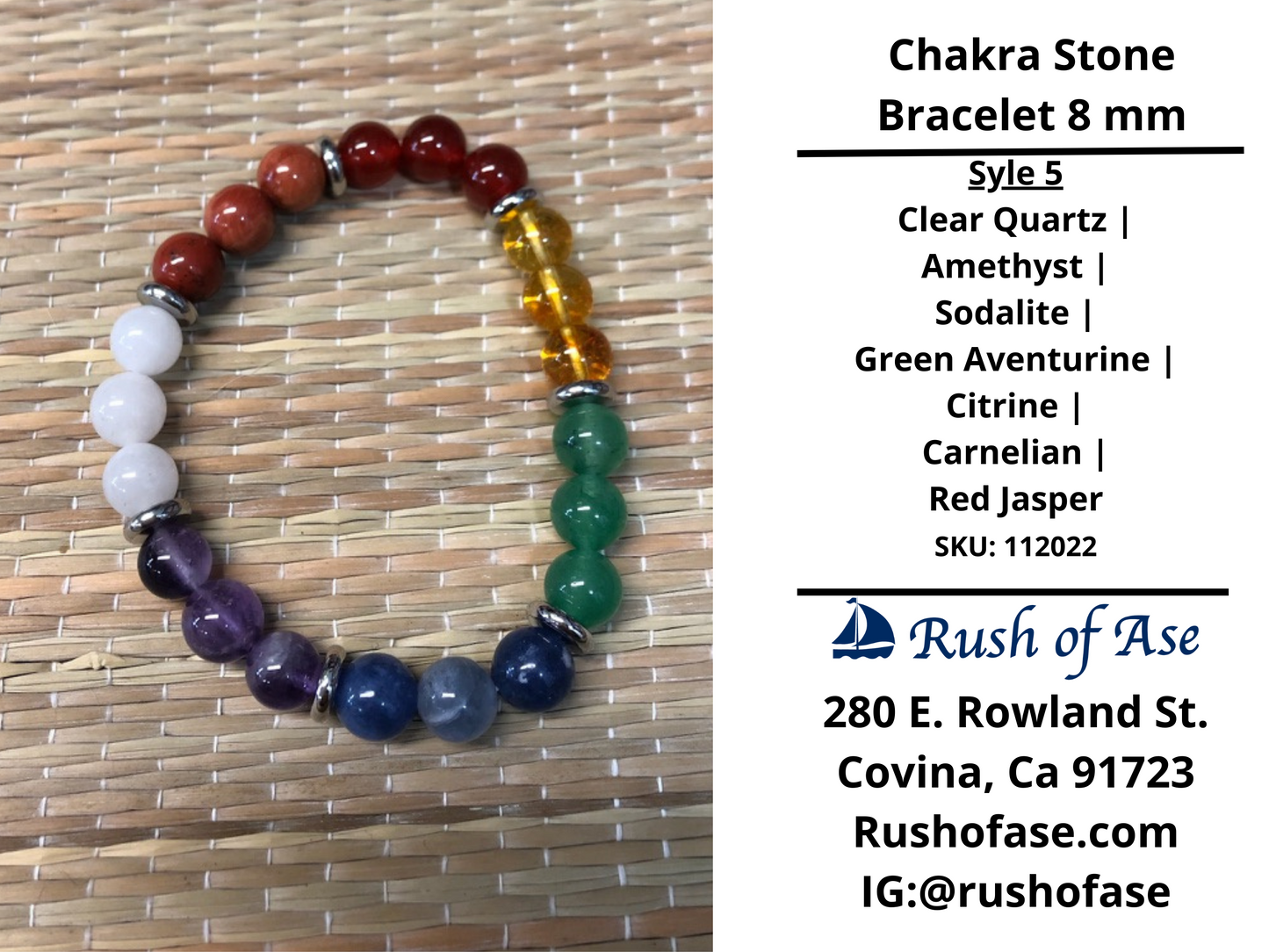 Stone Bracelet 8mm | Chakra Stone Bracelet
