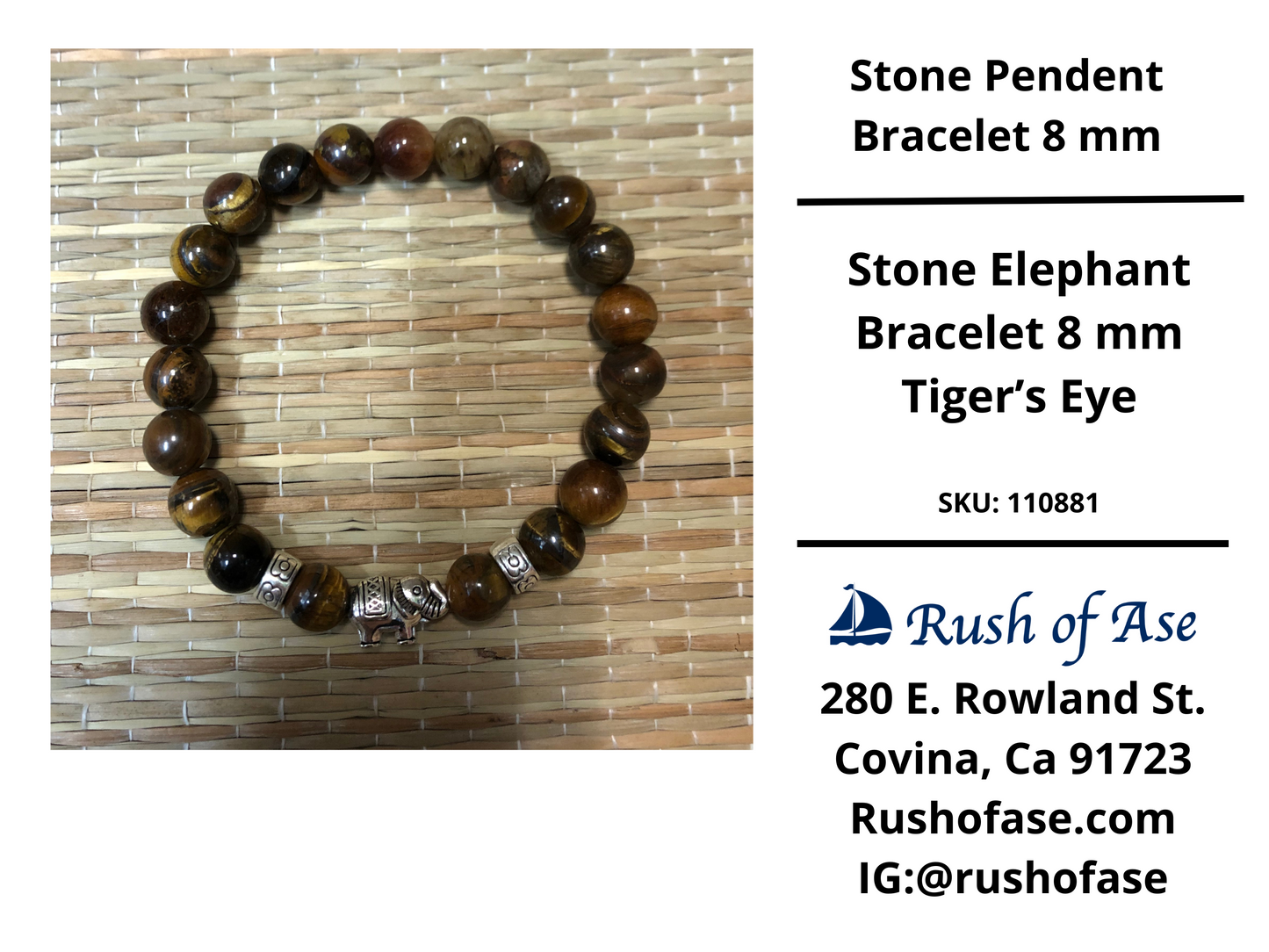 Stone Bracelet 8mm | Stone Pendants