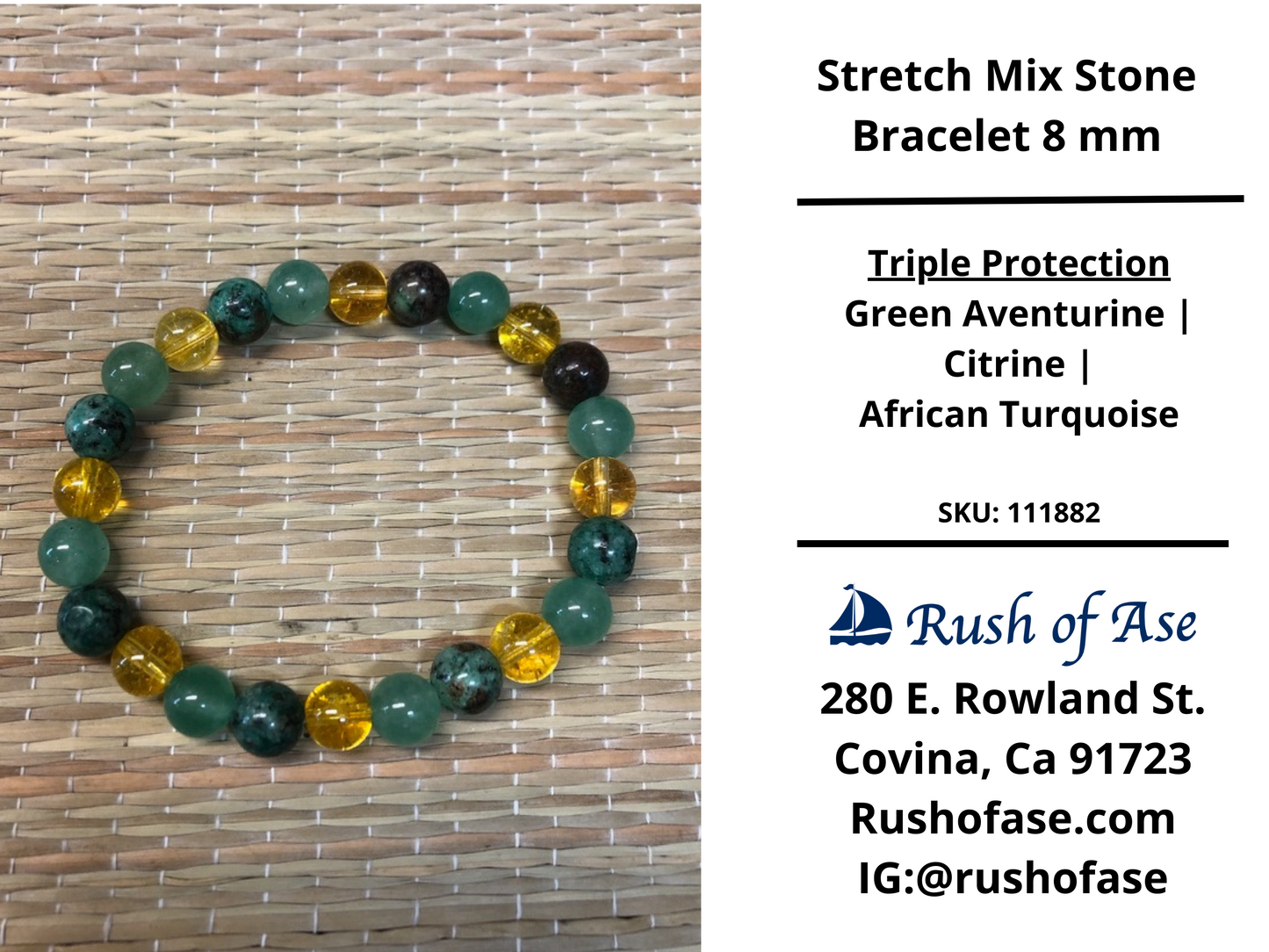 Stone Bracelet 8mm | Triple Protection Stone Bracelet