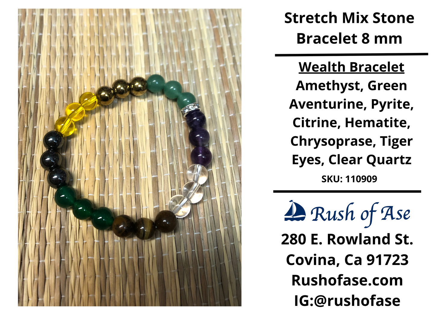 Stone Bracelet 8mm | Triple Protection Stone Bracelet