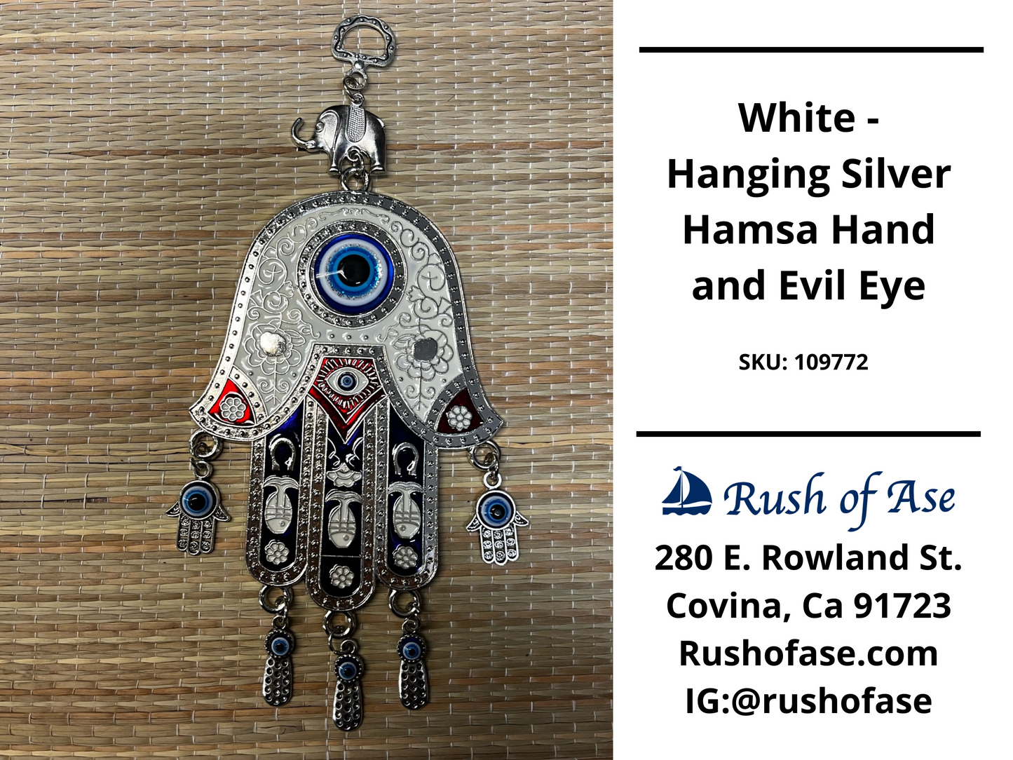 Decor | Hanging Silver Hamsa Hand and Evil Eye