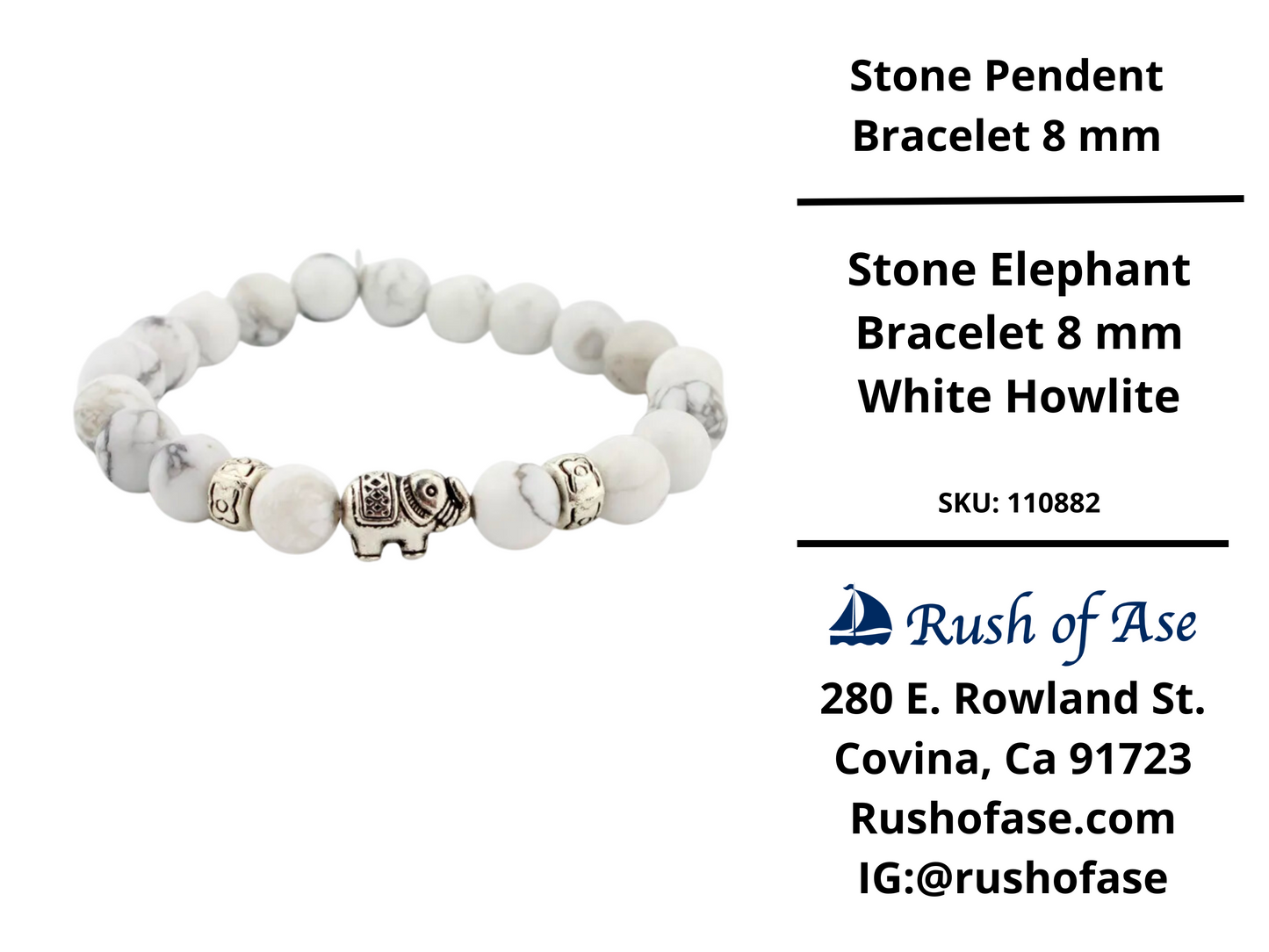 Stone Bracelet 8mm | Stone Pendants