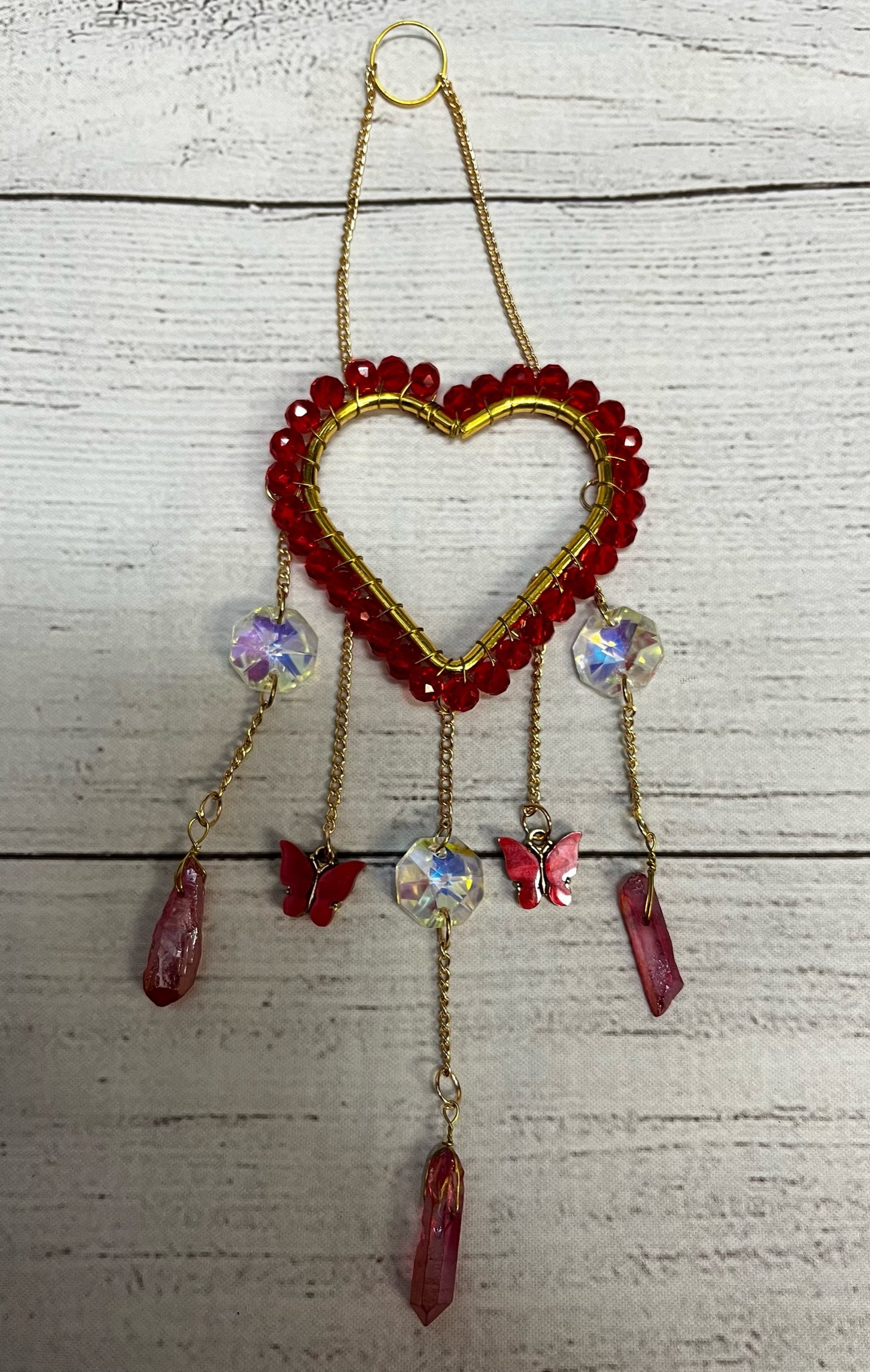 Suncatcher | Red Heart and Butterflies