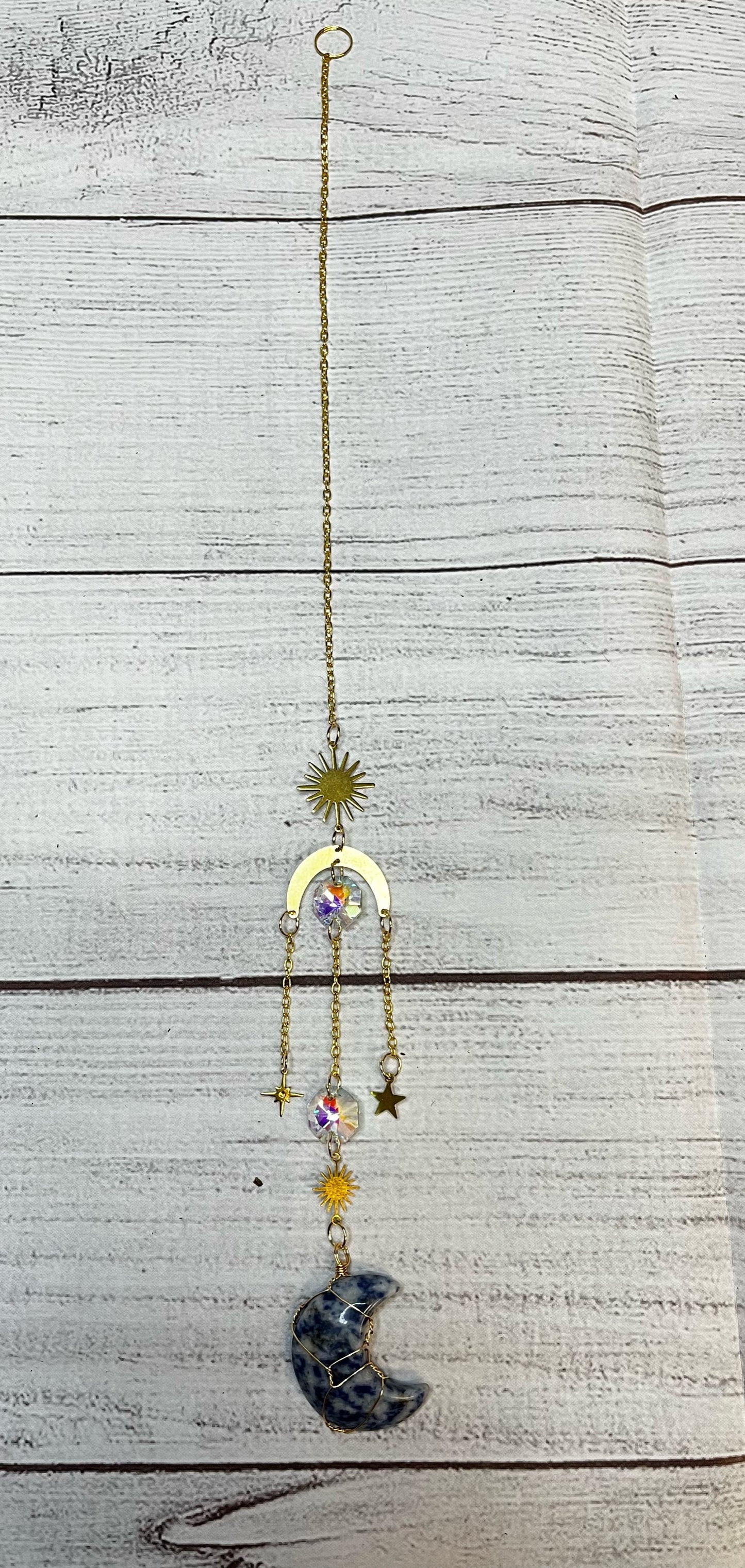 Stones | Charm Suncatcher with Stone Crescent Moon
