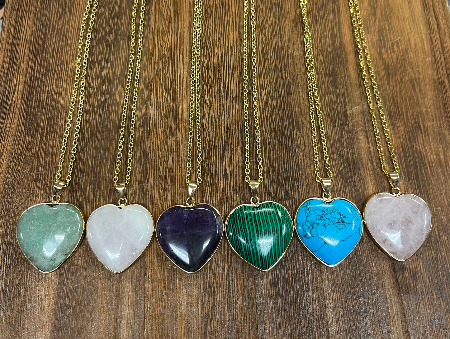 Stone Necklaces | Heart Stone Encased in Gold
