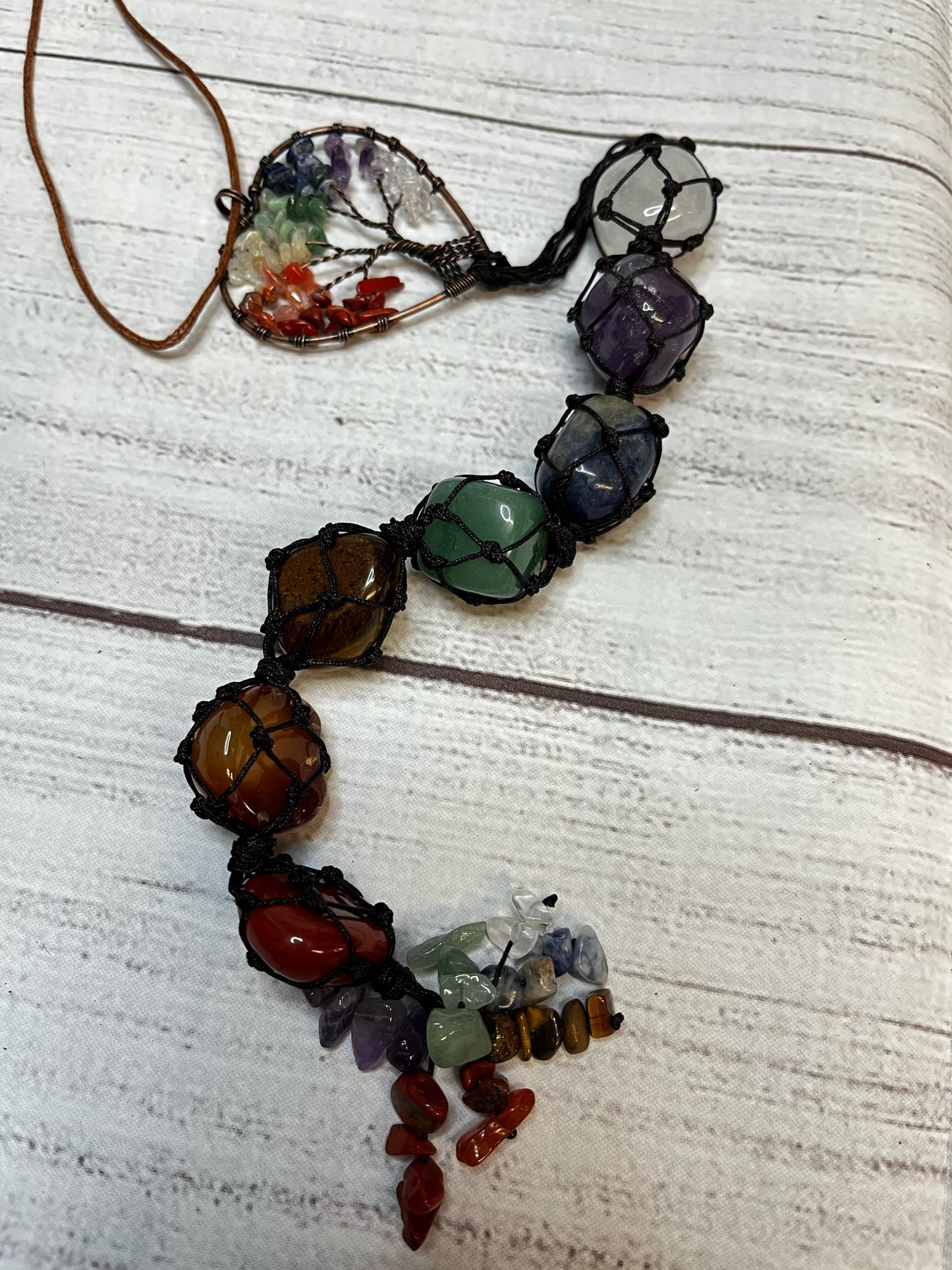 Stones | Hanging Heart Chakra Tree of Life with 7 Chakra Stones Ornament