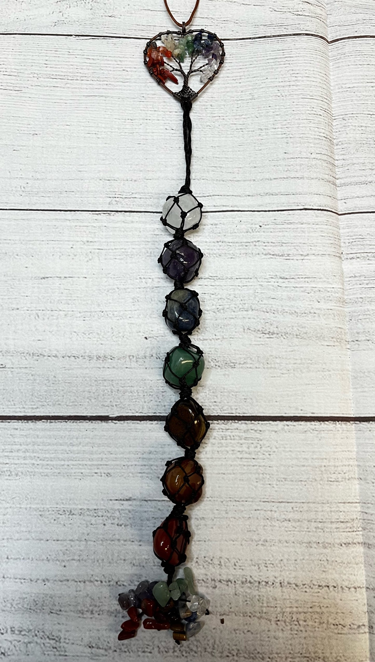 Stones | Hanging Heart Chakra Tree of Life with 7 Chakra Stones Ornament