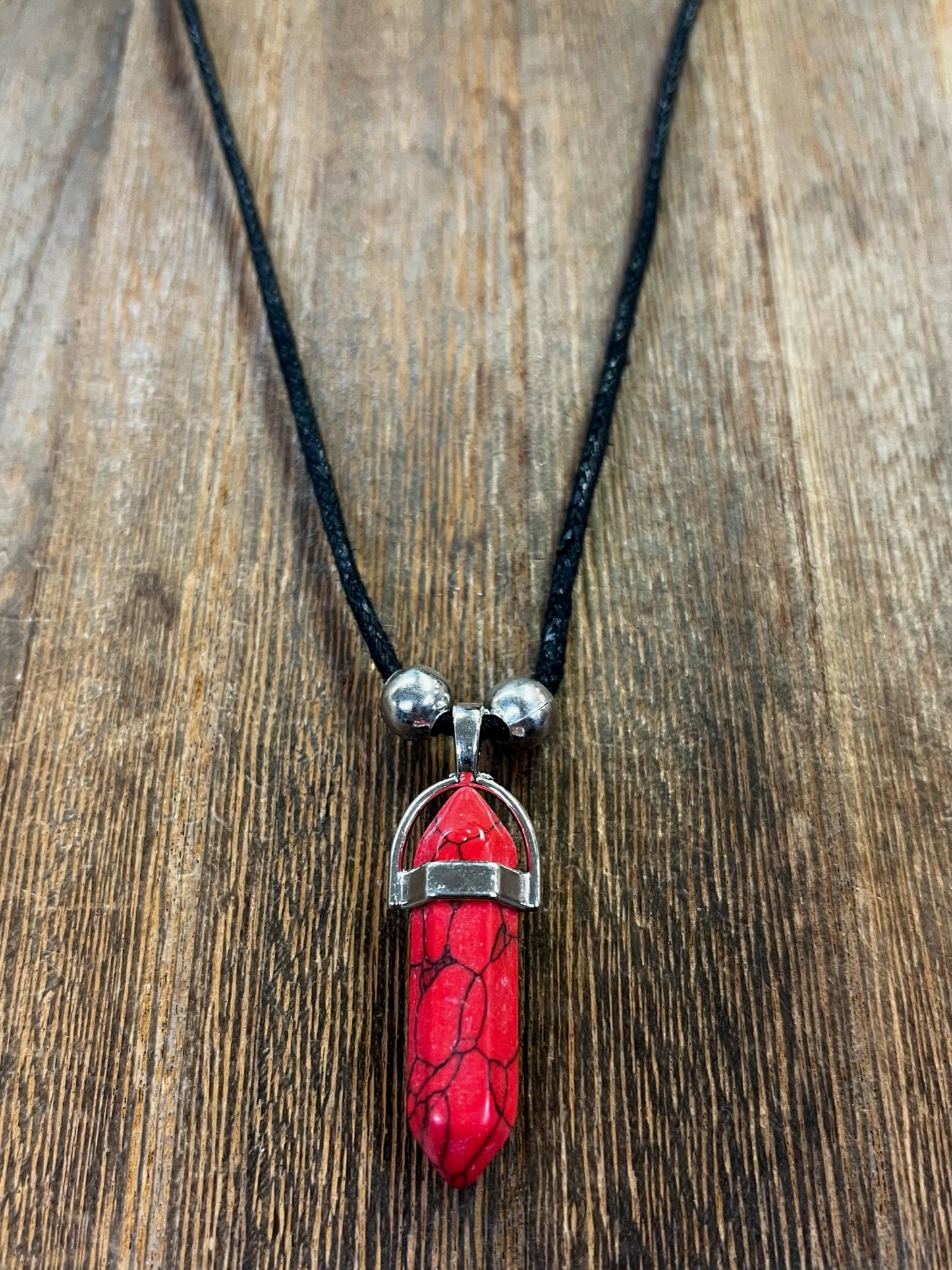 Stone Necklaces | Red Howlite Hexagonal Pendant