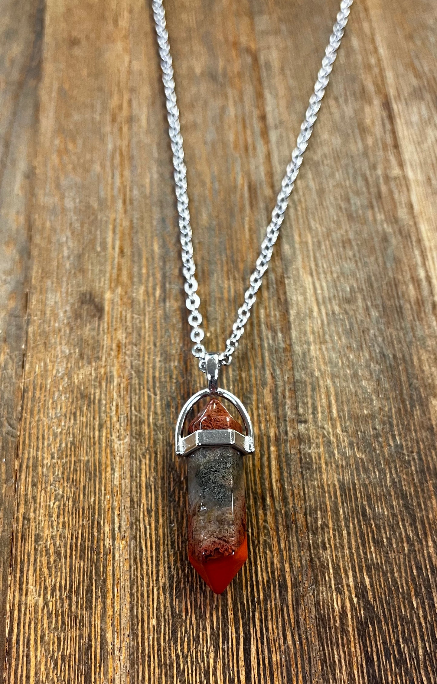 Stone Necklaces | Red Jasper Hexagonal Pendant