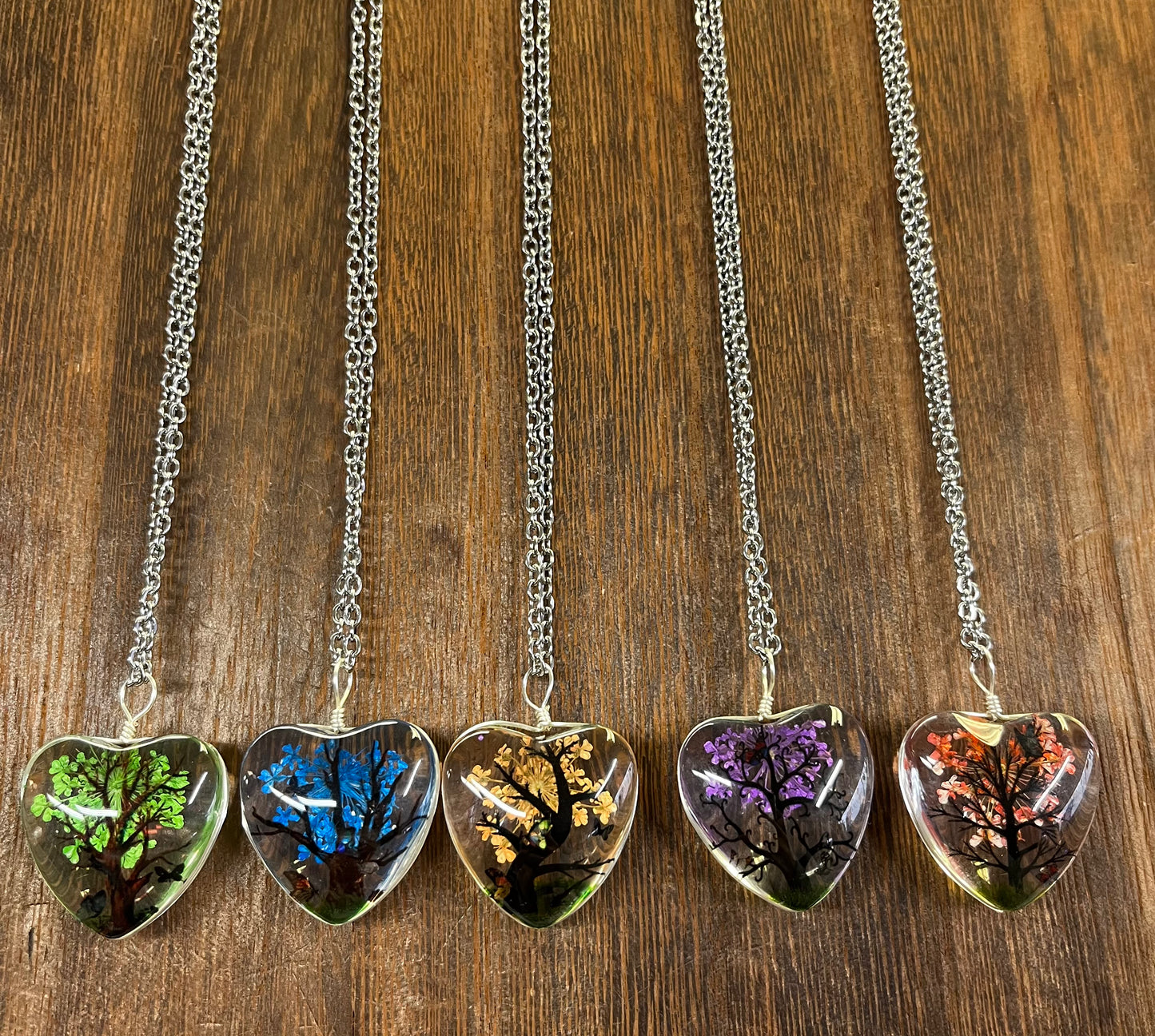 Necklaces | Heart Shape Resin Dried Flowers Pendant