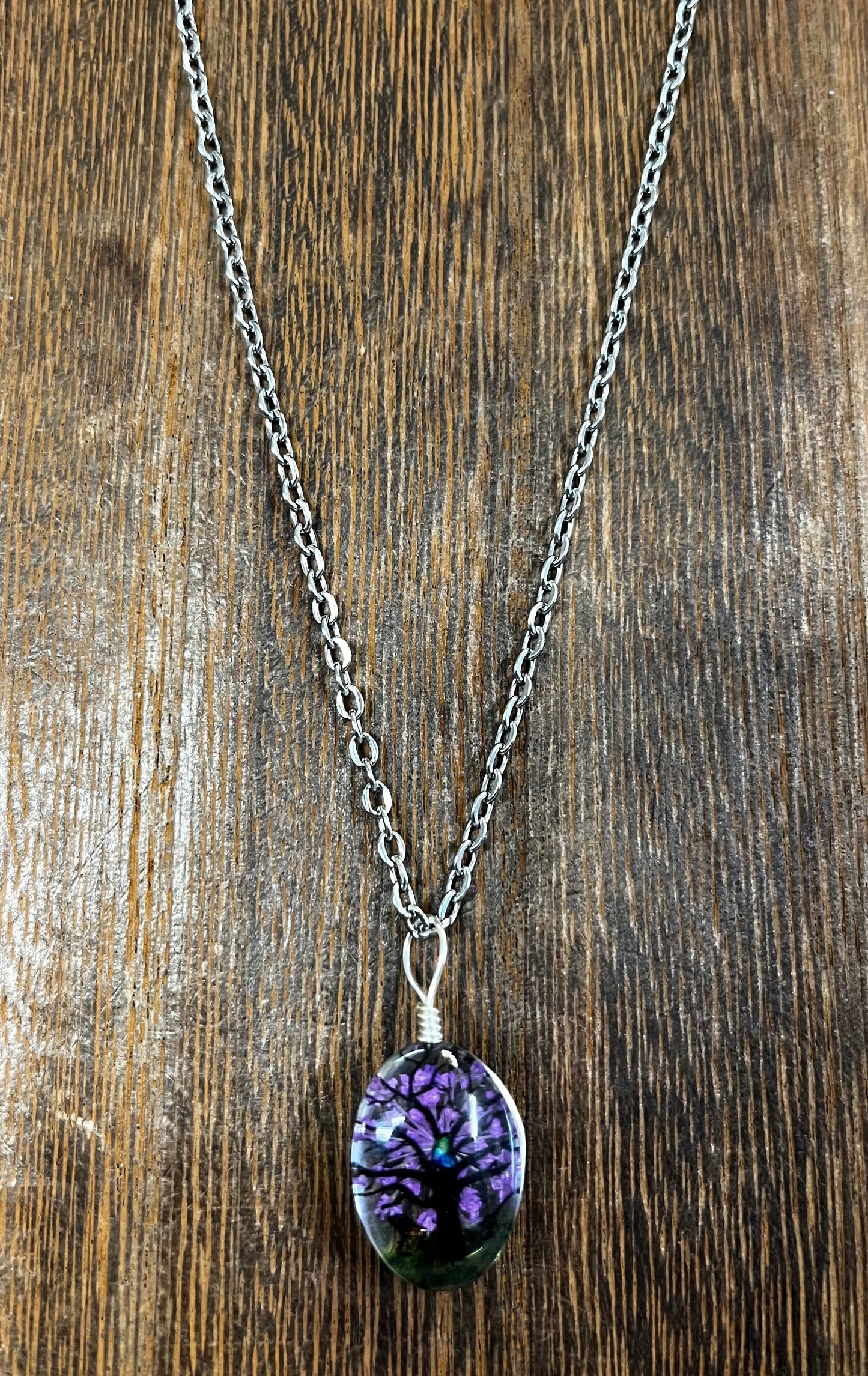 Necklaces | Oval Shape Resin Dried Flowers Pendant