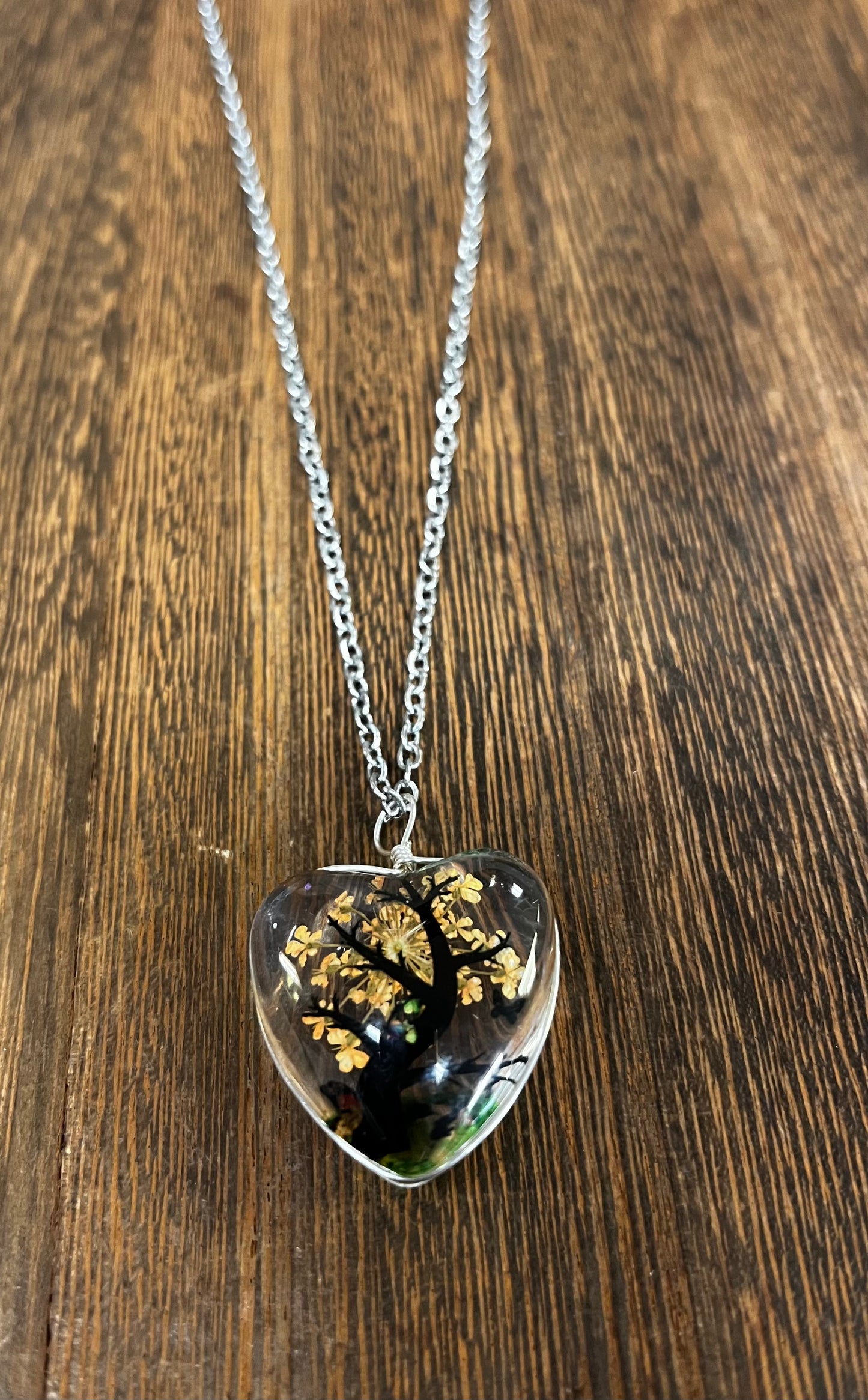 Necklaces | Heart Shape Resin Dried Flowers Pendant