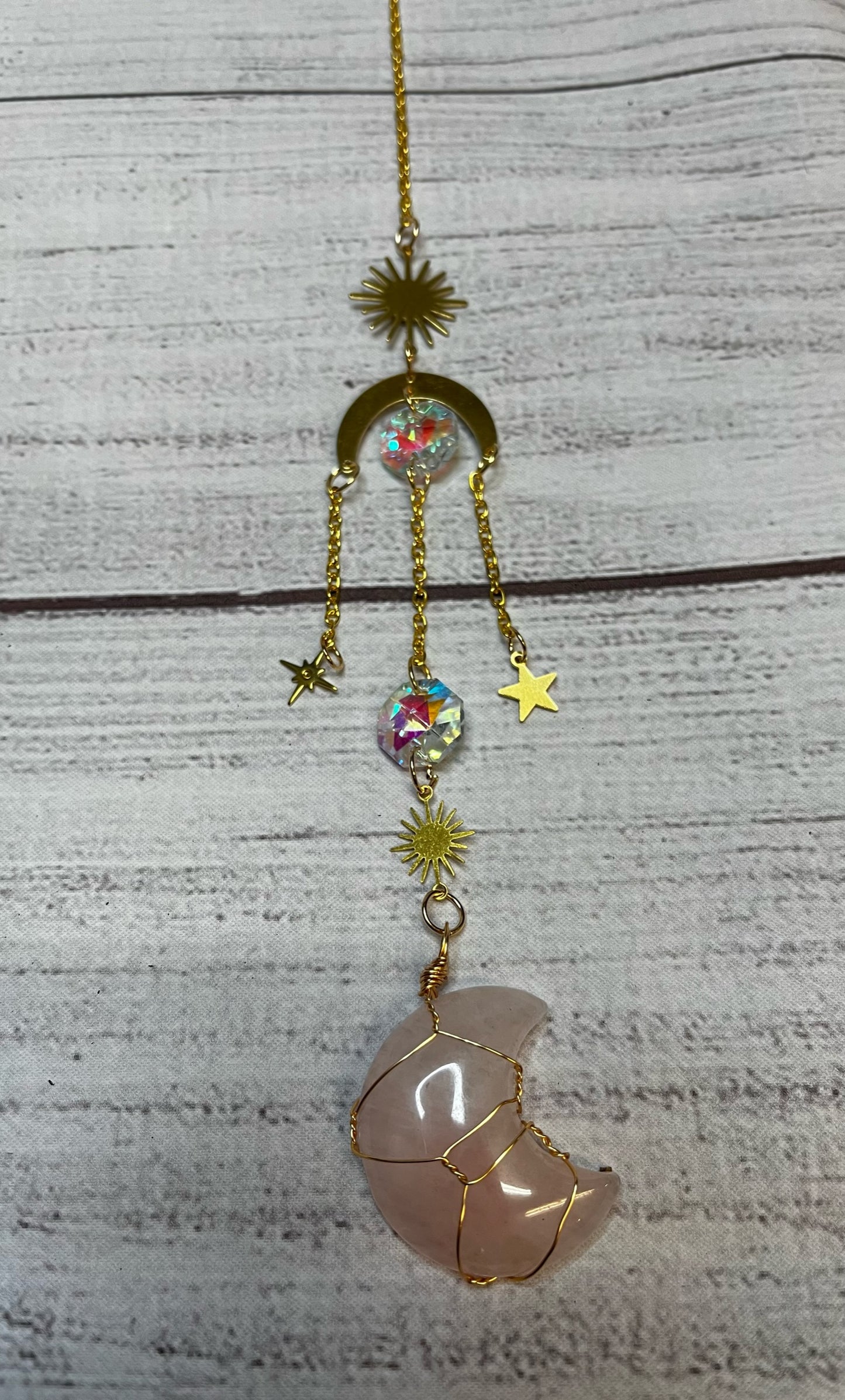 Stones | Charm Suncatcher with Stone Crescent Moon