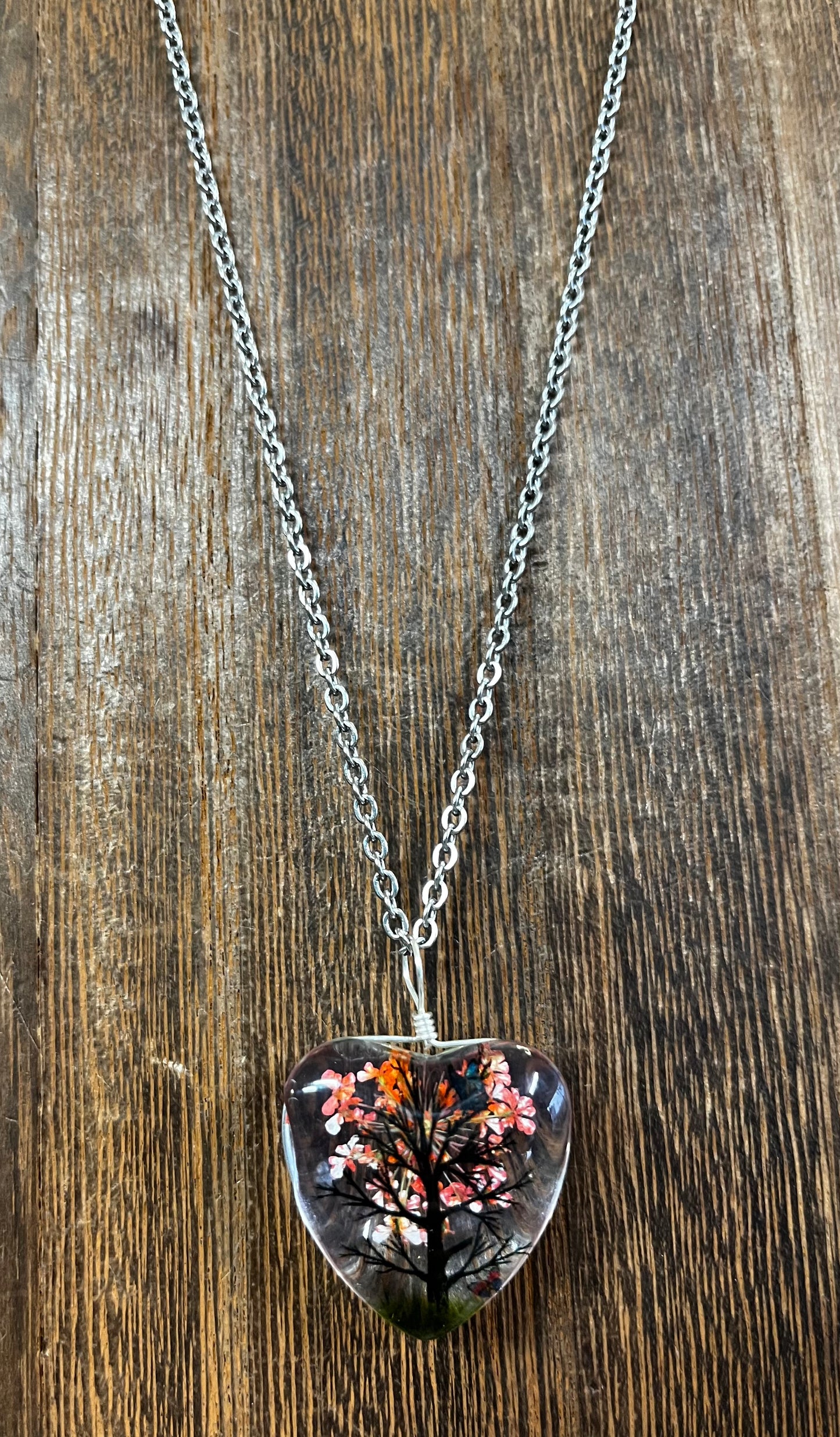 Necklaces | Heart Shape Resin Dried Flowers Pendant