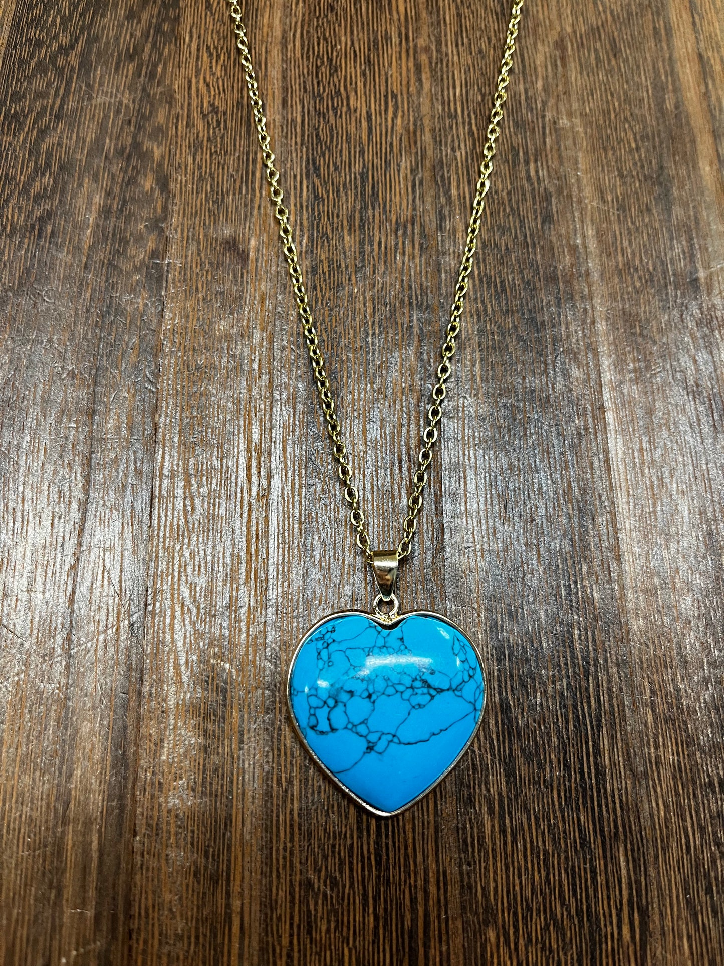 Stone Necklaces | Heart Stone Encased in Gold
