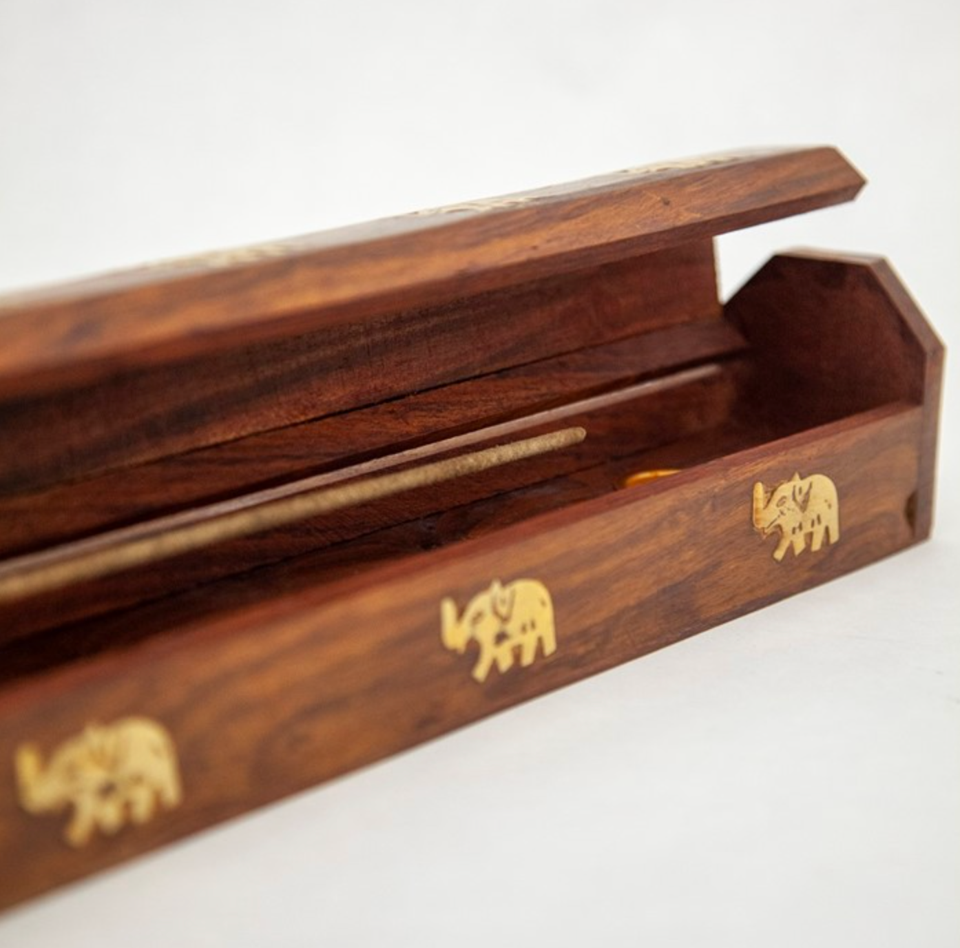 Incense Burner | Elephant Jumbo Wooden Incense Box Burner - 18''L