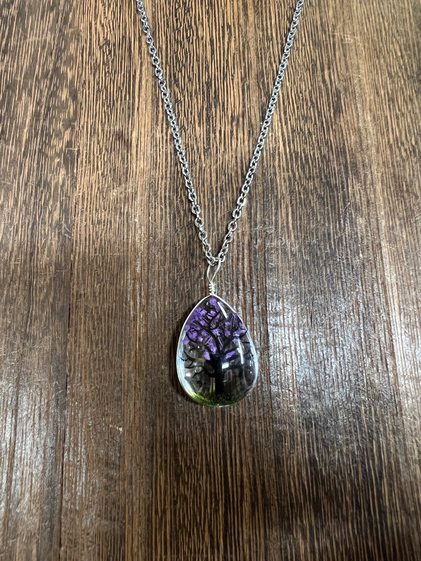 Necklaces |  Water Drop Shape Resin Dried Flowers Pendant