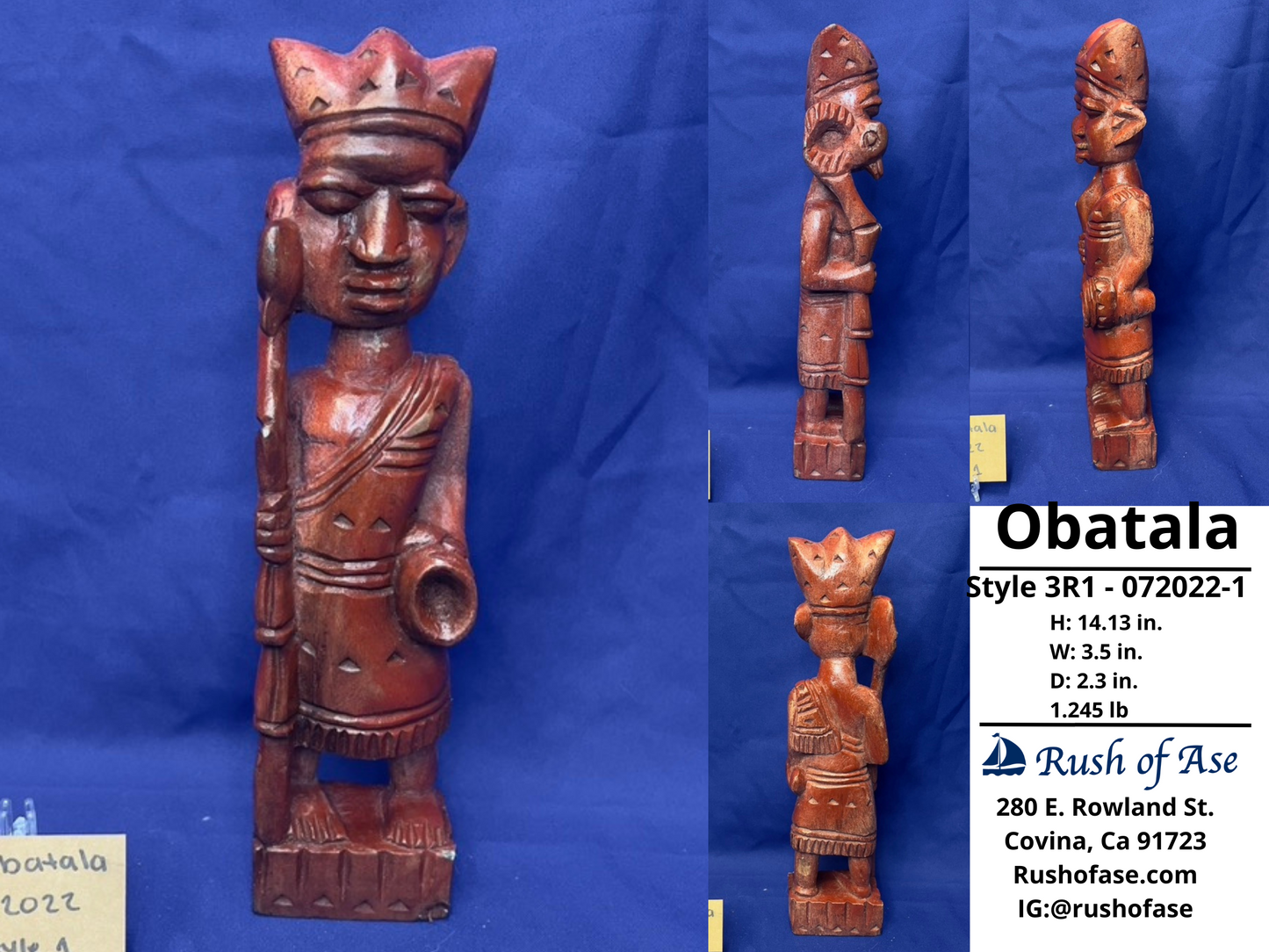 Orisa Statues | Obatala Wood Statue - Style 3R1