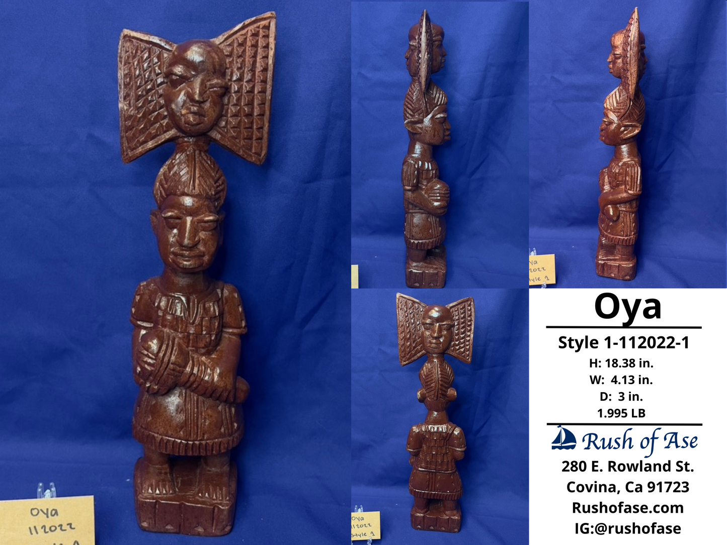 Orisa Statues | Oya Wood Statue - Style 1